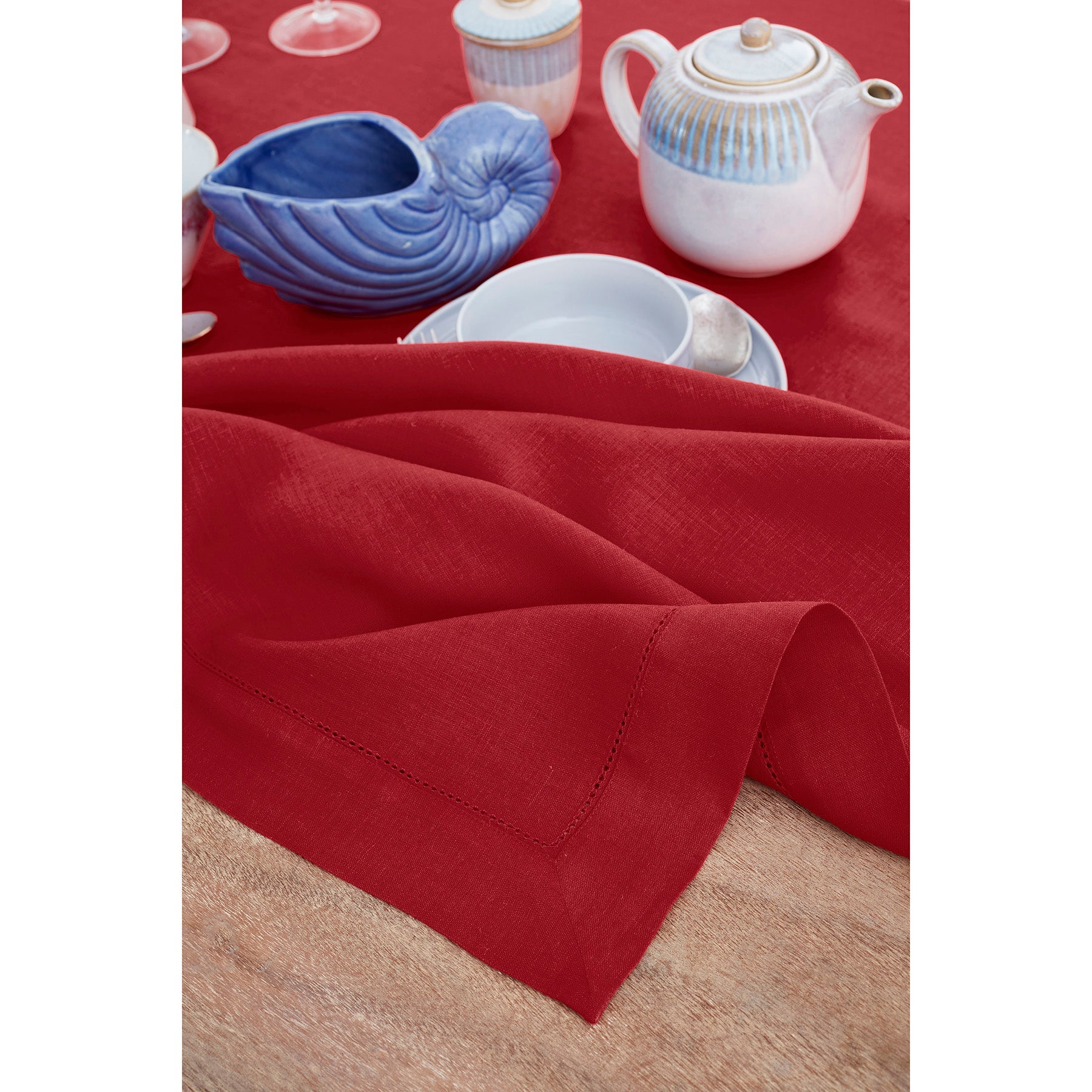 Elegant Classic Hemstitch Tablecloth - Premium Cotton Linen Dining Table Cover for Formal Dinners & Special Occasions