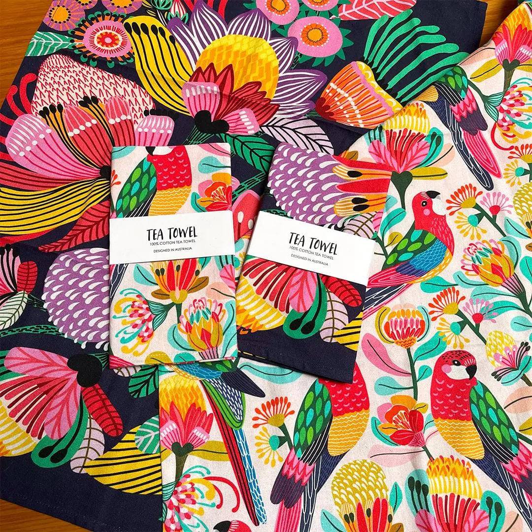 Premium Eden Paradise Tea Towel Set - 100% Cotton Absorbent Kitchen Towels (Set of 6) - Perfect for Drying Dishes, Cleaning Countertops & Decorating Your Kitchen