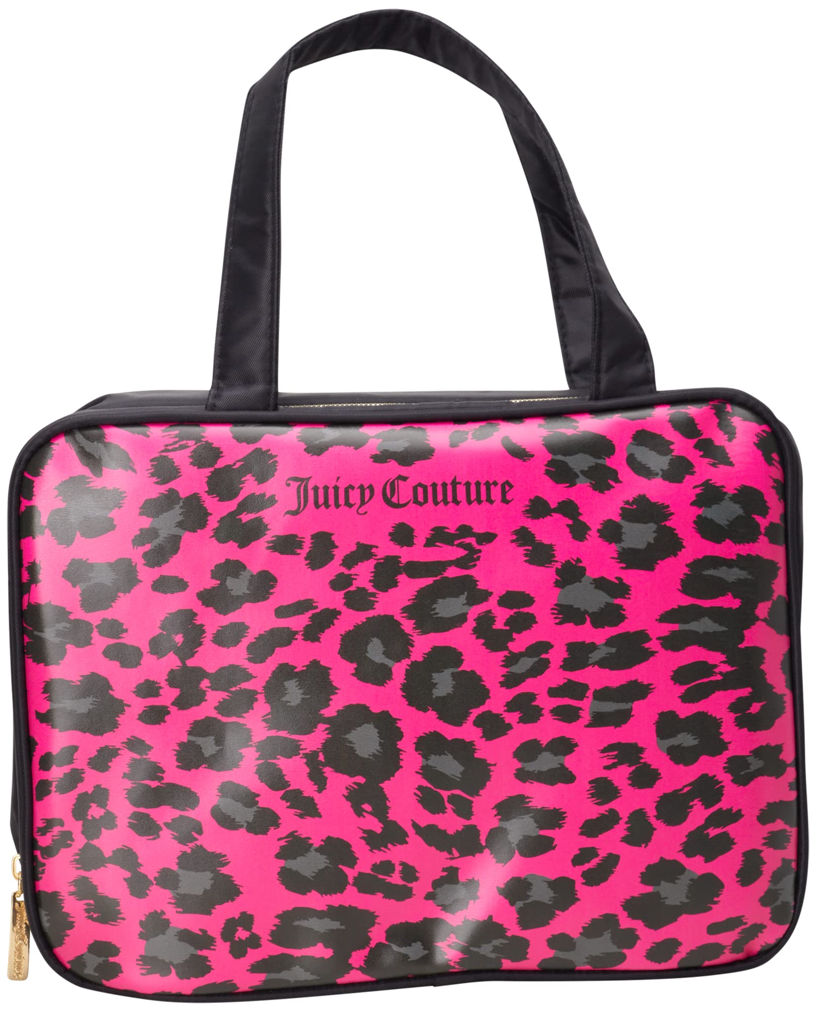 Juicy Couture Women's Hanging Travel Makeup Bag & Toiletries Organizer - Cheetah Print Weekender Cosmetic Case for Vacation, Gym, and Business Trips