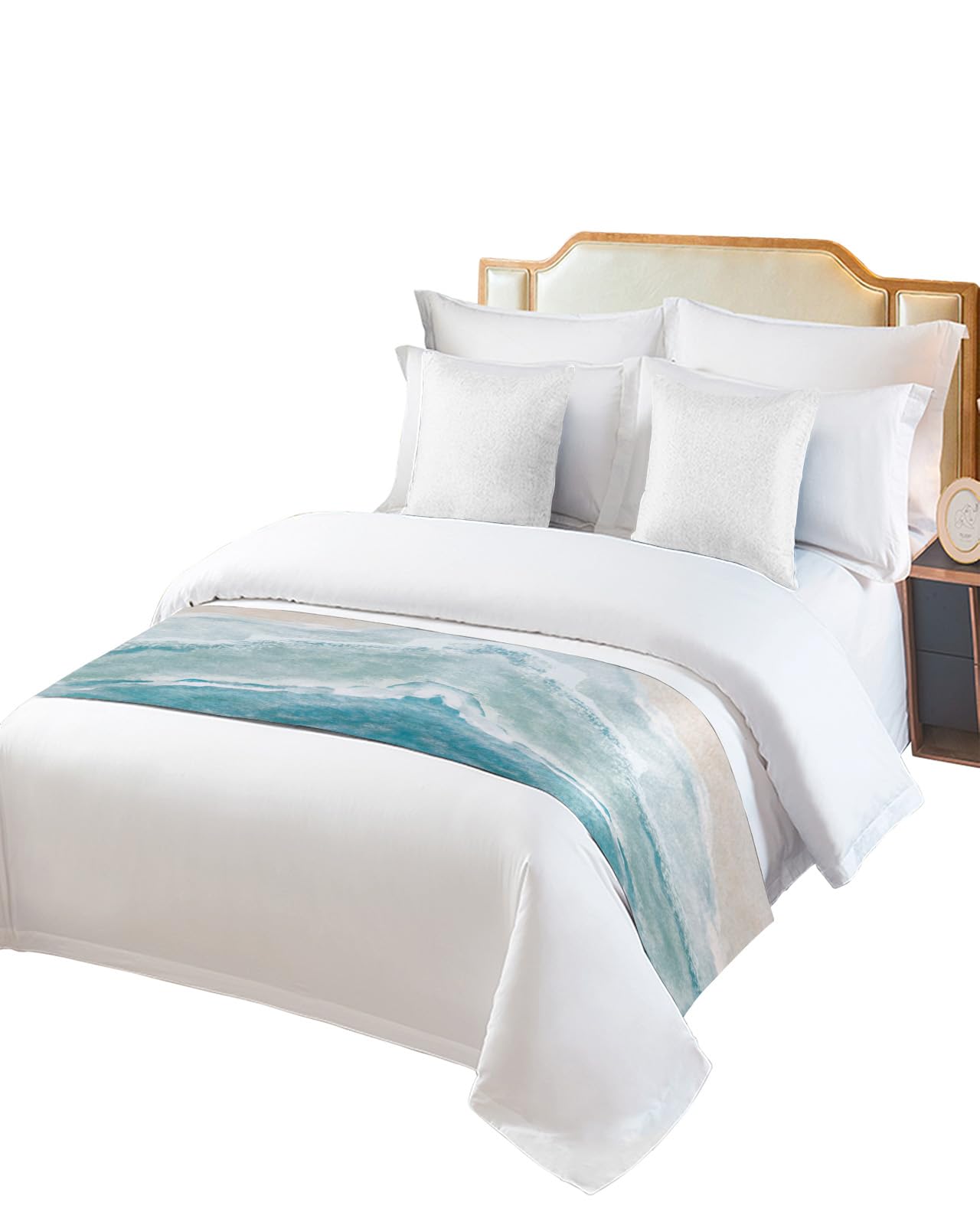 DecorLovee Summer Beach Bed Runner for California King Size Beds - Ocean Coastal Bed Throw for Foot of Bed - Nautical Sea Themed Bedspread - Perfect for Beach House Decor, Coastal Bedroom Styling & Summer Vacation Vibes