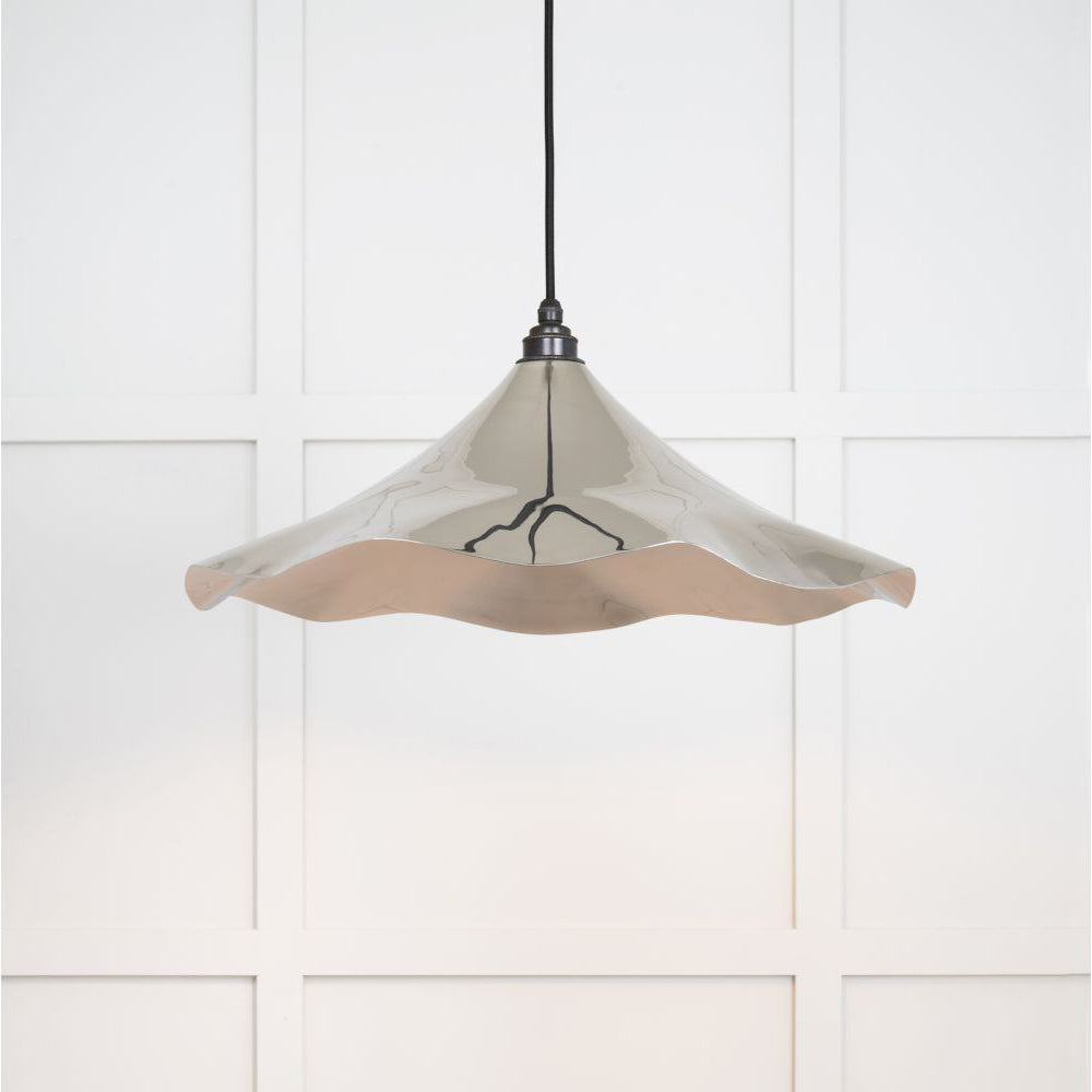 Smooth Polished Nickel Flora Pendant Light - Elegant Ceiling Lighting Fixture for Dining Room, Bedroom, and Living Room Decor