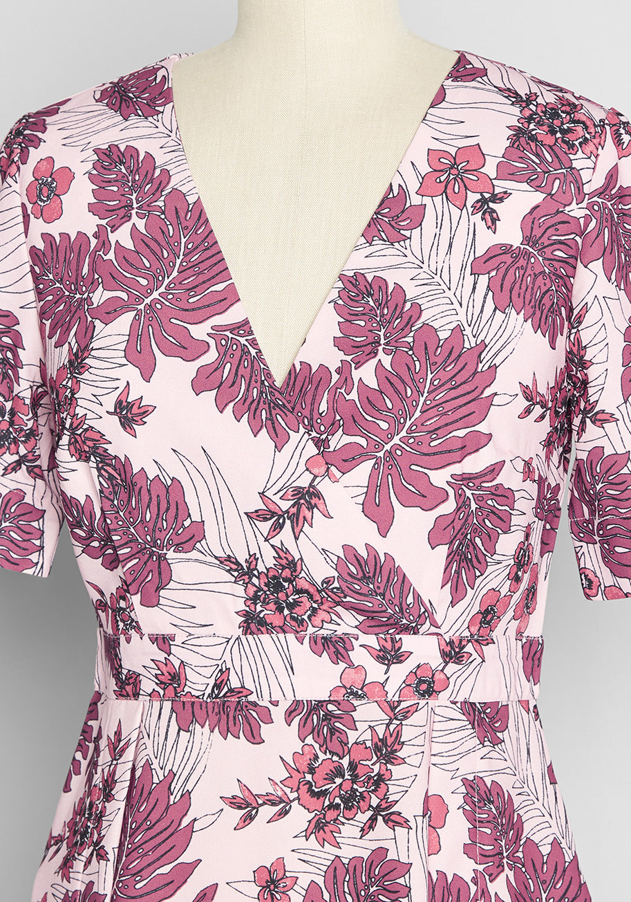 Tropical Midi Dress for Women - Flowy Summer Beach Dress with Pockets - Perfect for Vacations, Parties & Casual Outings