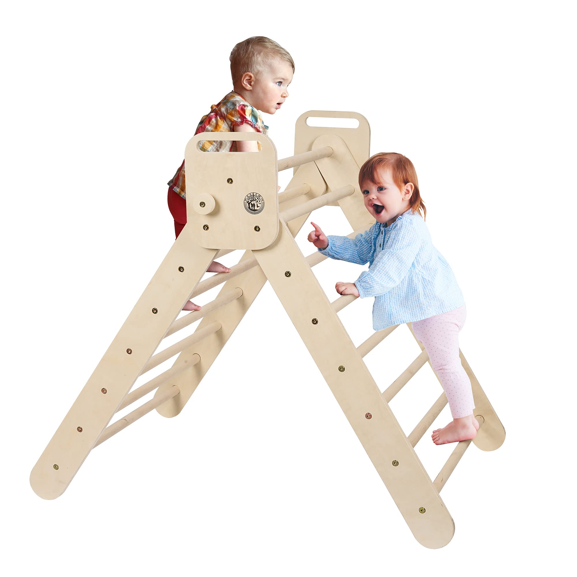 PSIA Certified Foldable Wooden Triangle Climbing Ladder for Kids & Toddlers - Montessori Indoor Play Gym, Natural Wood Toddler Climbing Toy for Home, Daycare & Preschool Play Areas