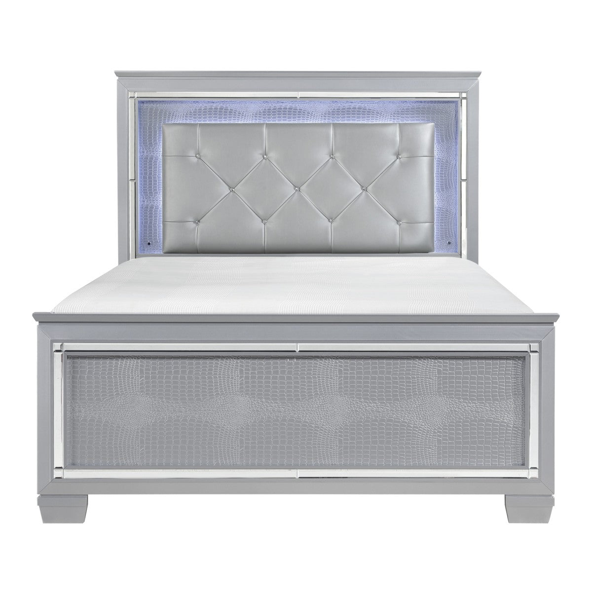 Allura Silver King Size Bed Frame with LED Lighting - Modern Bedroom Furniture for Luxurious Home Decor & Relaxation