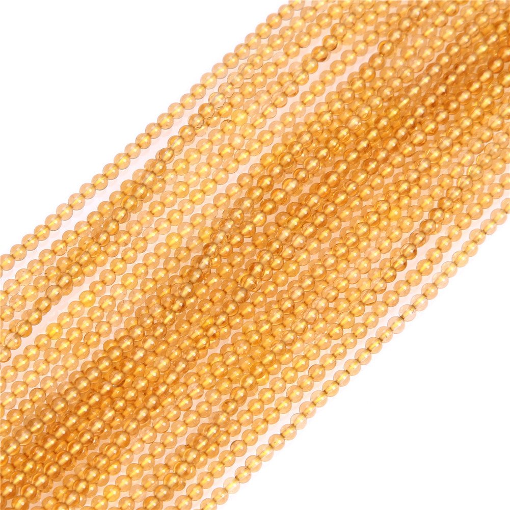 JOE FOREMAN 2mm Round Yellow Citrine Beads - 15