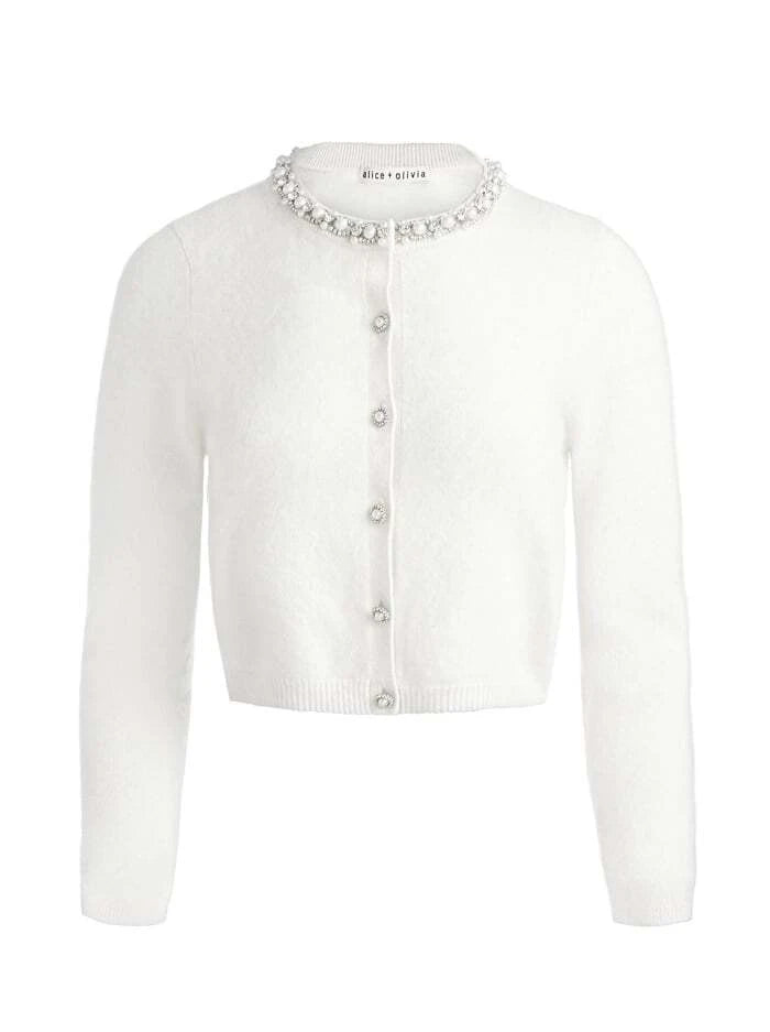 Elegant Dollie Embellished Cardigan Sweater in Ecru - Perfect for Casual Outings & Office Wear