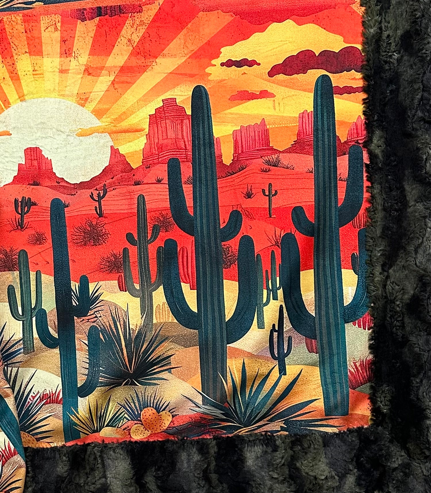 Sunny Arizona Desert Sunrise Camo 55x79 Large Minky Blanket - Soft & Cozy Throw for Bed, Couch, Outdoor Camping & Picnics