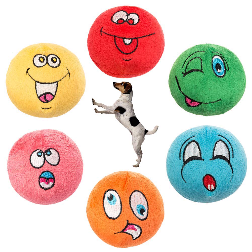 KOOLTAIL 6 Pack Squeaky Dog Toys - Soft Plush Chew Balls for Small & Medium Dogs & Puppies | Interactive Pet Toy for Playtime & Training | Perfect for Indoor & Outdoor Fun