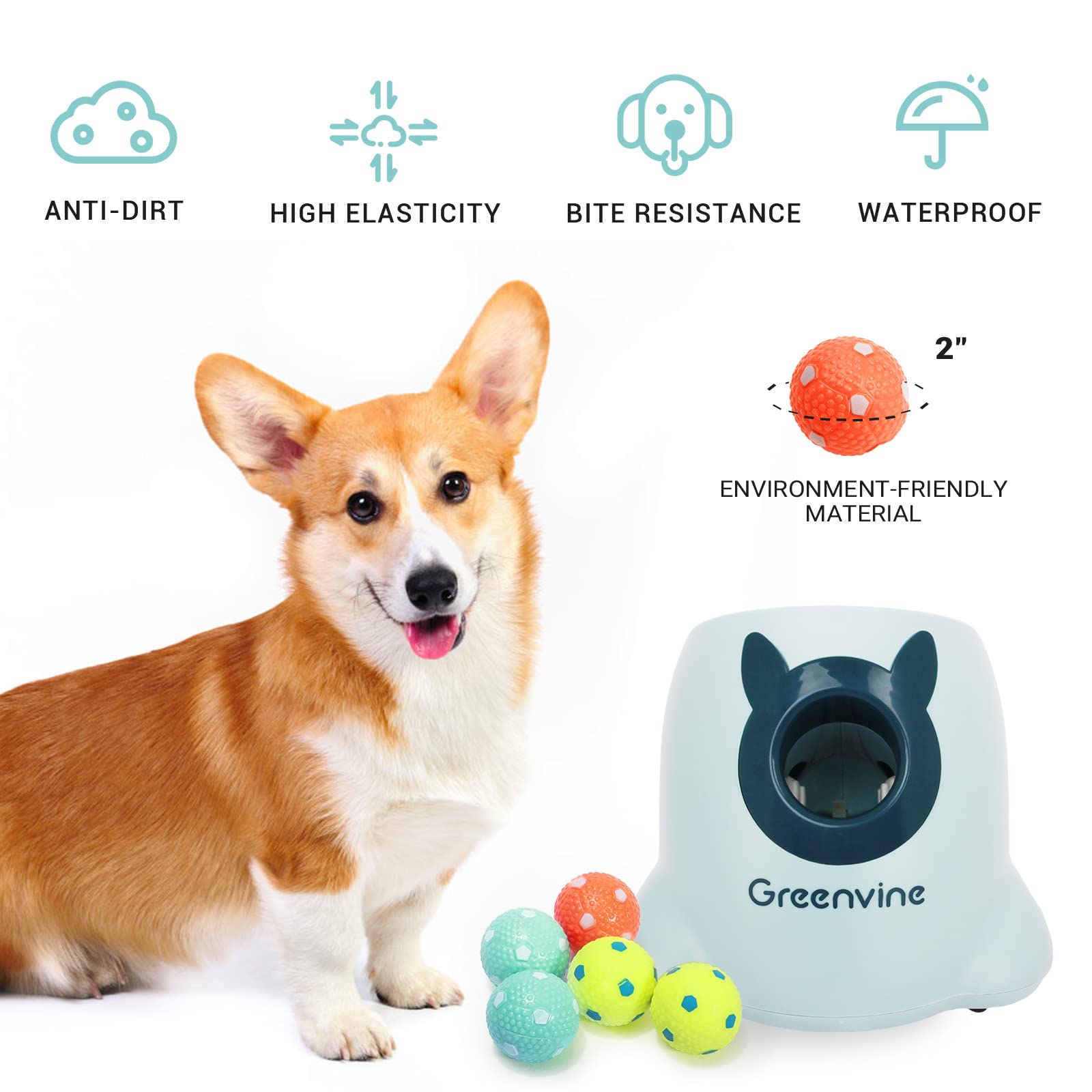 Automatic Dog Ball Launcher - Interactive Fetch Machine for Dogs with 6 Durable High-Bounce Balls | Perfect for Backyard Play, Training & Exercise | Great for Small, Medium & Large Dogs