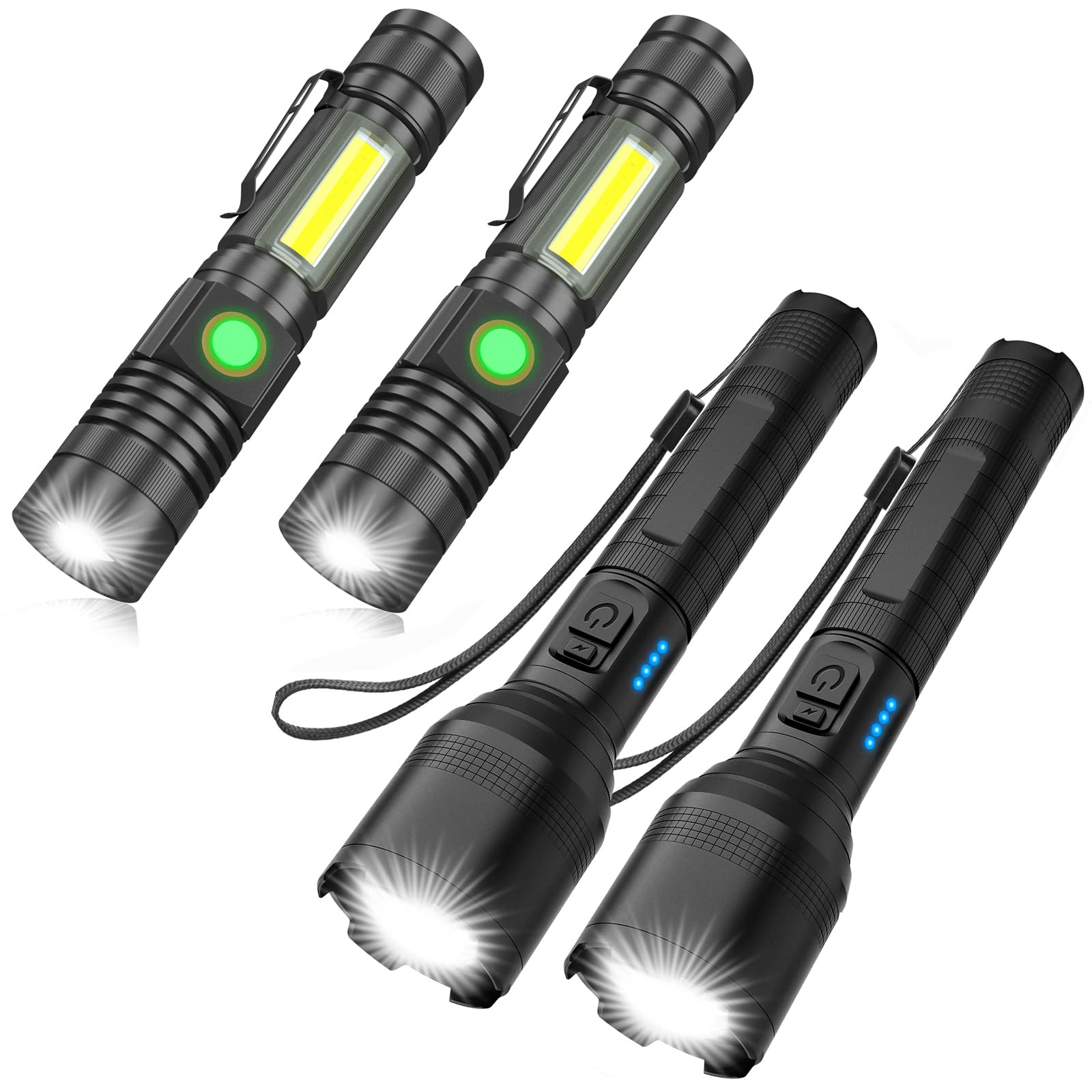 Rechargeable 3500 Lumen Super Bright LED Tactical Flashlight - 3000mAh Battery, Zoomable, Waterproof, 5 Modes - High Power Flashlight for Emergency, Camping, Hiking, Outdoor Adventures & Nighttime Security
