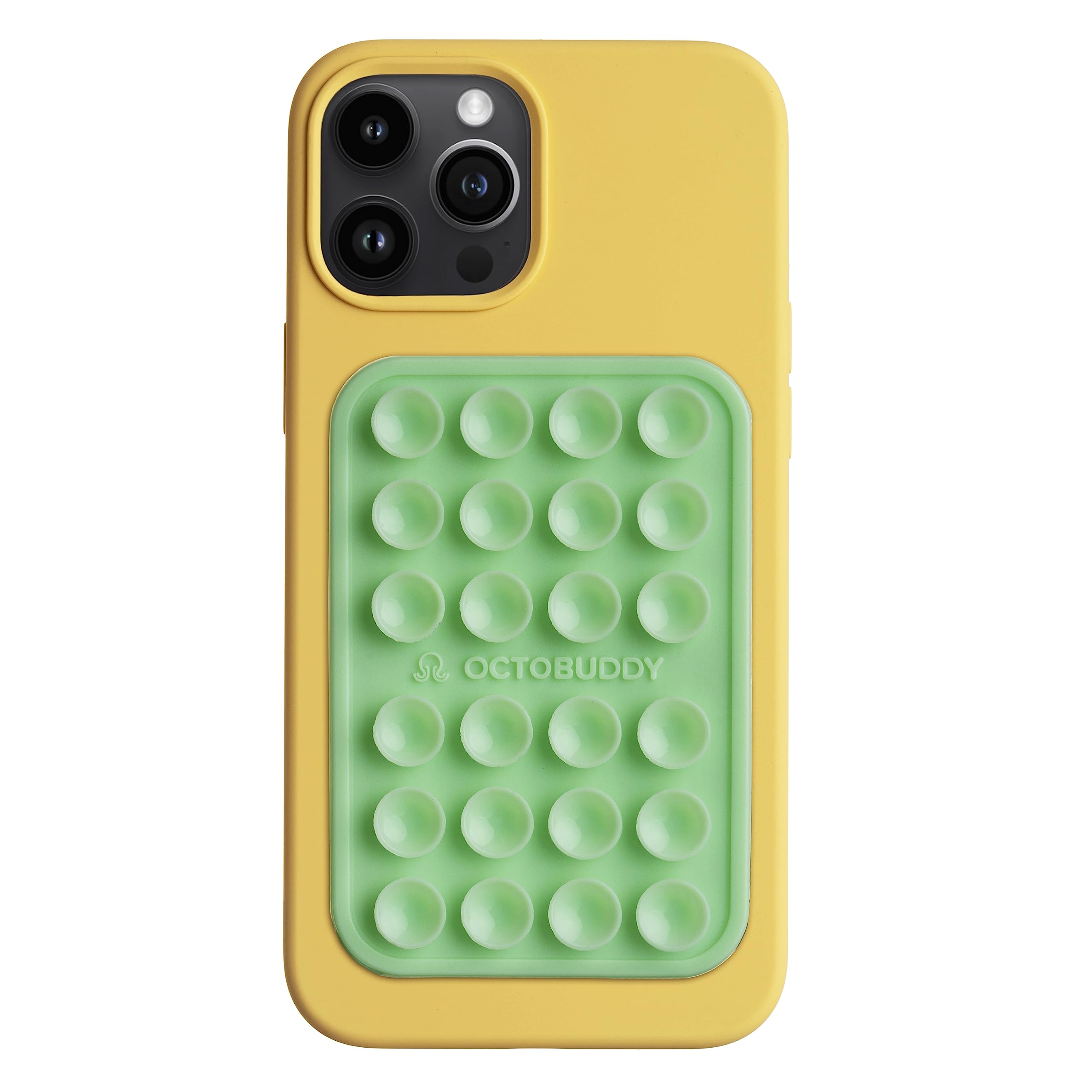 OCTOBUDDY MAX Silicone Suction Phone Case Adhesive Mount - Hands-Free, Strong Grip Holder for Selfies, Videos, and Vlogging - Durable, Easy to Use - iPhone and Android Compatible - 2.6″ x 3.9″, Green Ash - Perfect for Car, Desk, and Outdoor Adventures