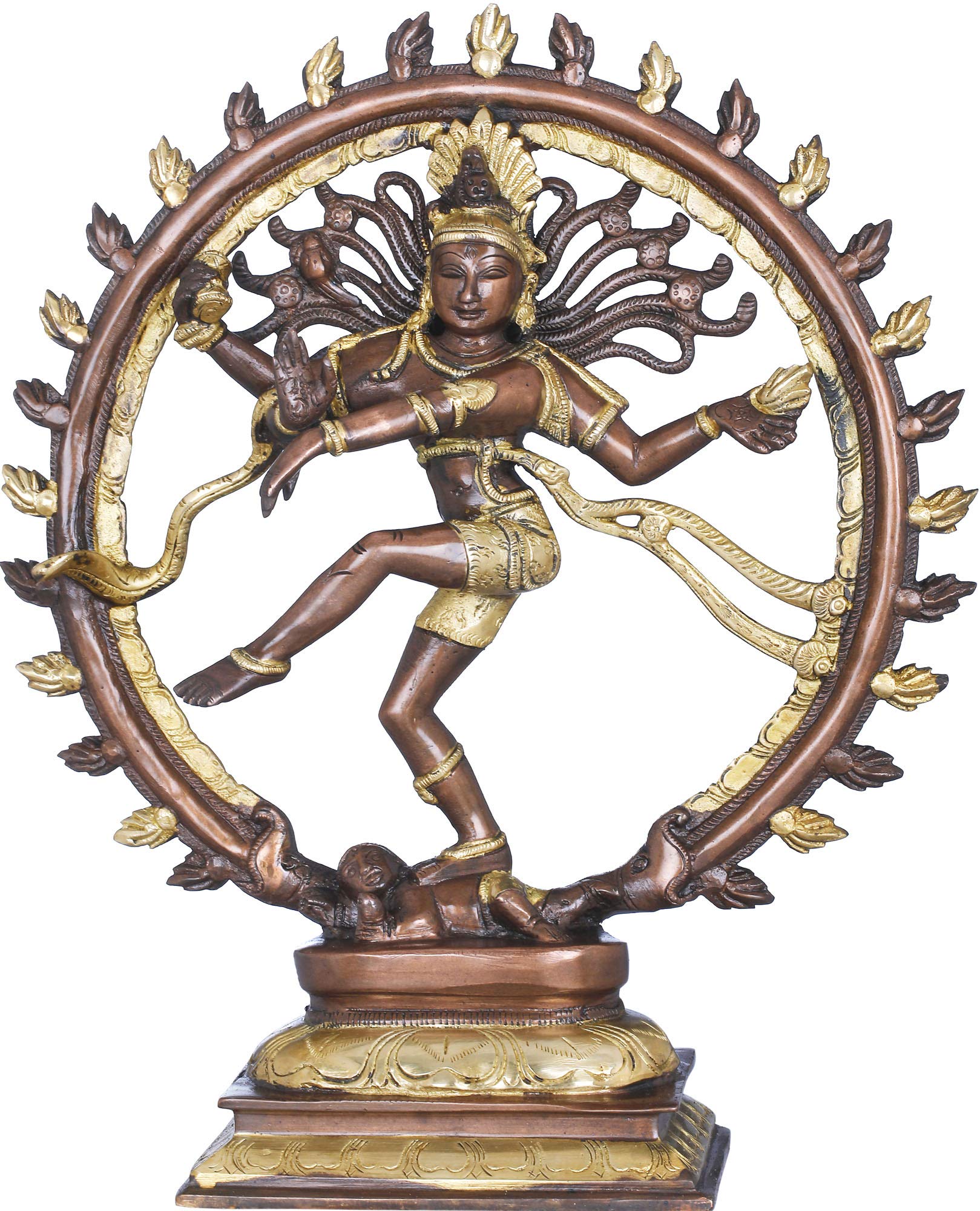 Exotic India Nataraja Brass Statue - Handcrafted Brown Gold Hindu God Shiva Statue for Home Decor, Yoga Studio & Spiritual Altar