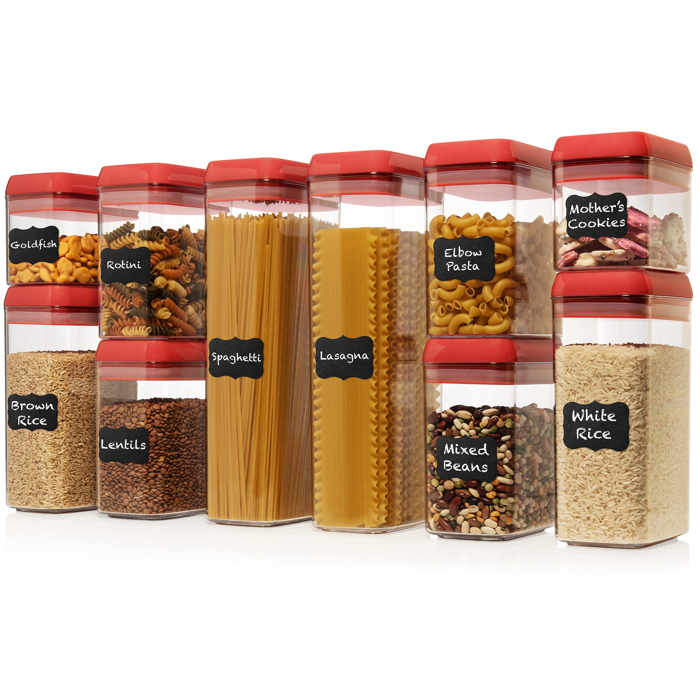 10-Piece Airtight Food Storage Containers Set - BPA Free Kitchen & Pantry Organization with Durable Lids, Labels & Marker - Perfect for Cereal, Flour, Sugar & Dry Food Storage | Ideal for Meal Prep, Baking & Clutter-Free Kitchen Organization