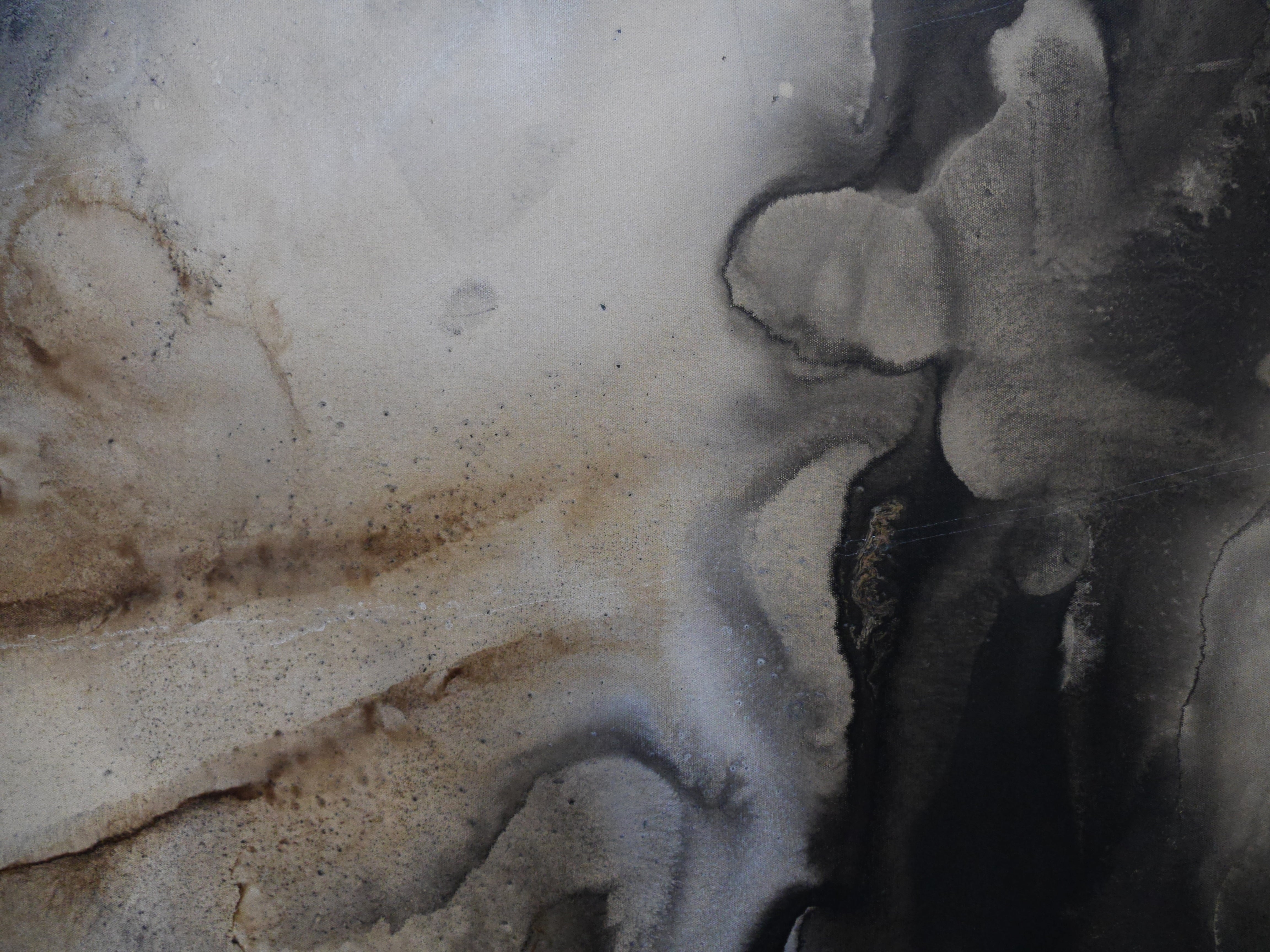 Abstract Textured Painting - 79x270cm Blue Rust White Cream Grey - Modern Wall Art for Living Room, Bedroom & Office Decor