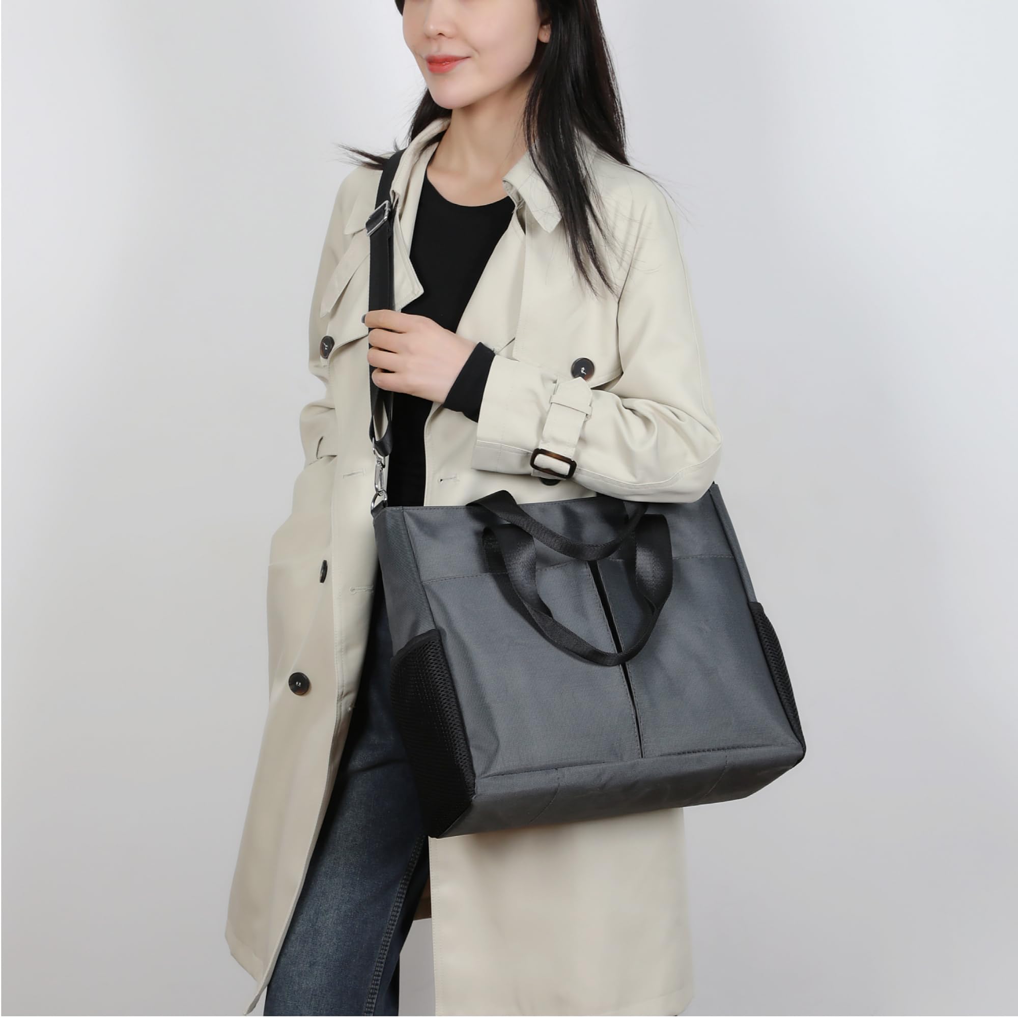 Oxford Canvas Tote Bag for Women & Men - Waterproof Nylon Crossbody Shoulder Bag with Multi-Pockets - Laptop Work Bag for Teachers, Office, Travel & Outdoor Activities | Perfect for Commuting, Shopping & Daily Use