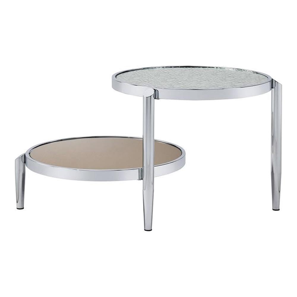 Acme Abbe Modern Glass and Chrome Coffee Table - Stylish Living Room Centerpiece for Home Decor