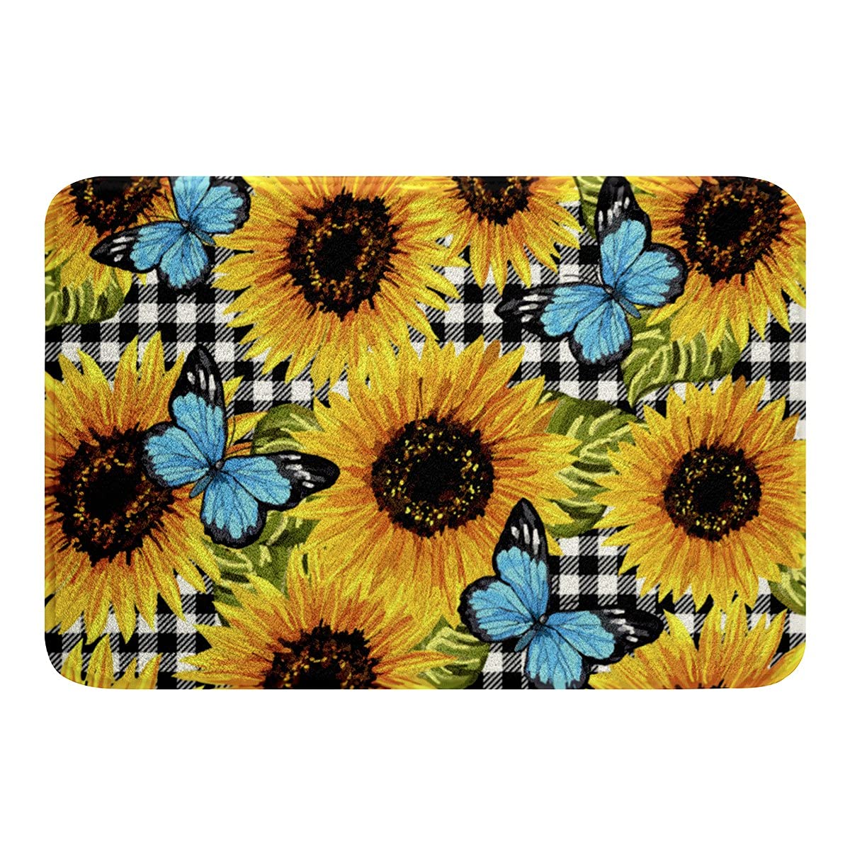 **Non-Slip Yellow Sunflower Bathroom Rug 16