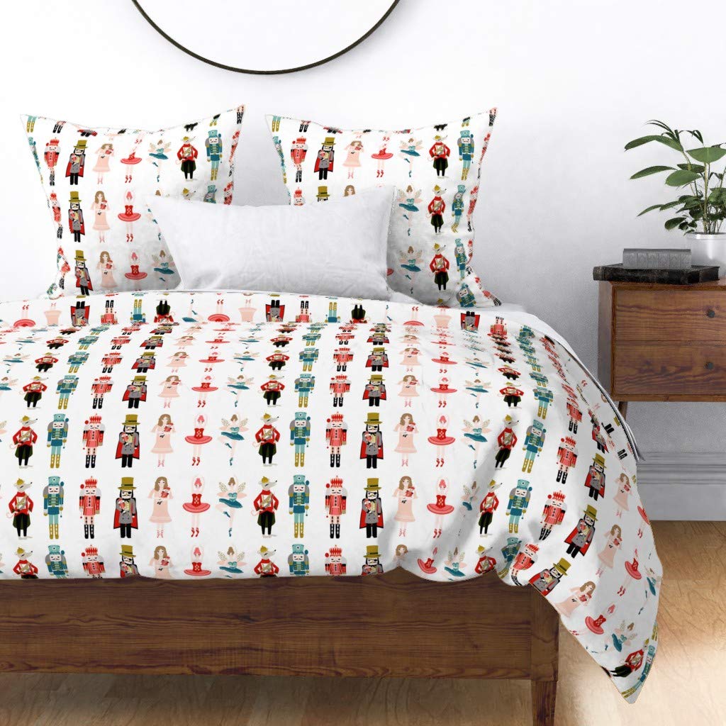Custom Christmas Nutcracker Ballet Ballerina Mouse Duvet Cover - Twin Size Cotton Sateen Bedding for Holiday Nursery & Seasonal Decor | Spoonflower