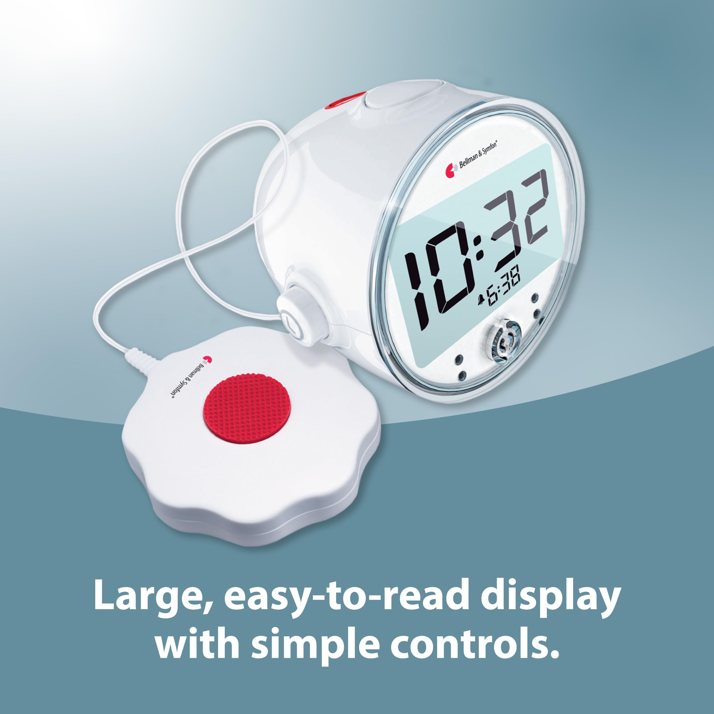 Bellman & Symfon Vibrating Alarm Clock Pro with Bed Shaker - Loud Alarm & Flashing LED Lights for Heavy Sleepers, Hard of Hearing & Deaf - Perfect for Home, Travel & Dorm Rooms