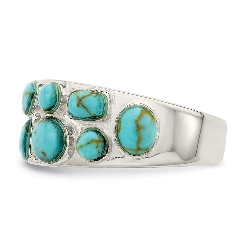 925 Sterling Silver Synthetic Turquoise Inlay Ring - Elegant Women's Fine Jewelry Gift for Her | Perfect for Weddings, Anniversaries & Special Occasions