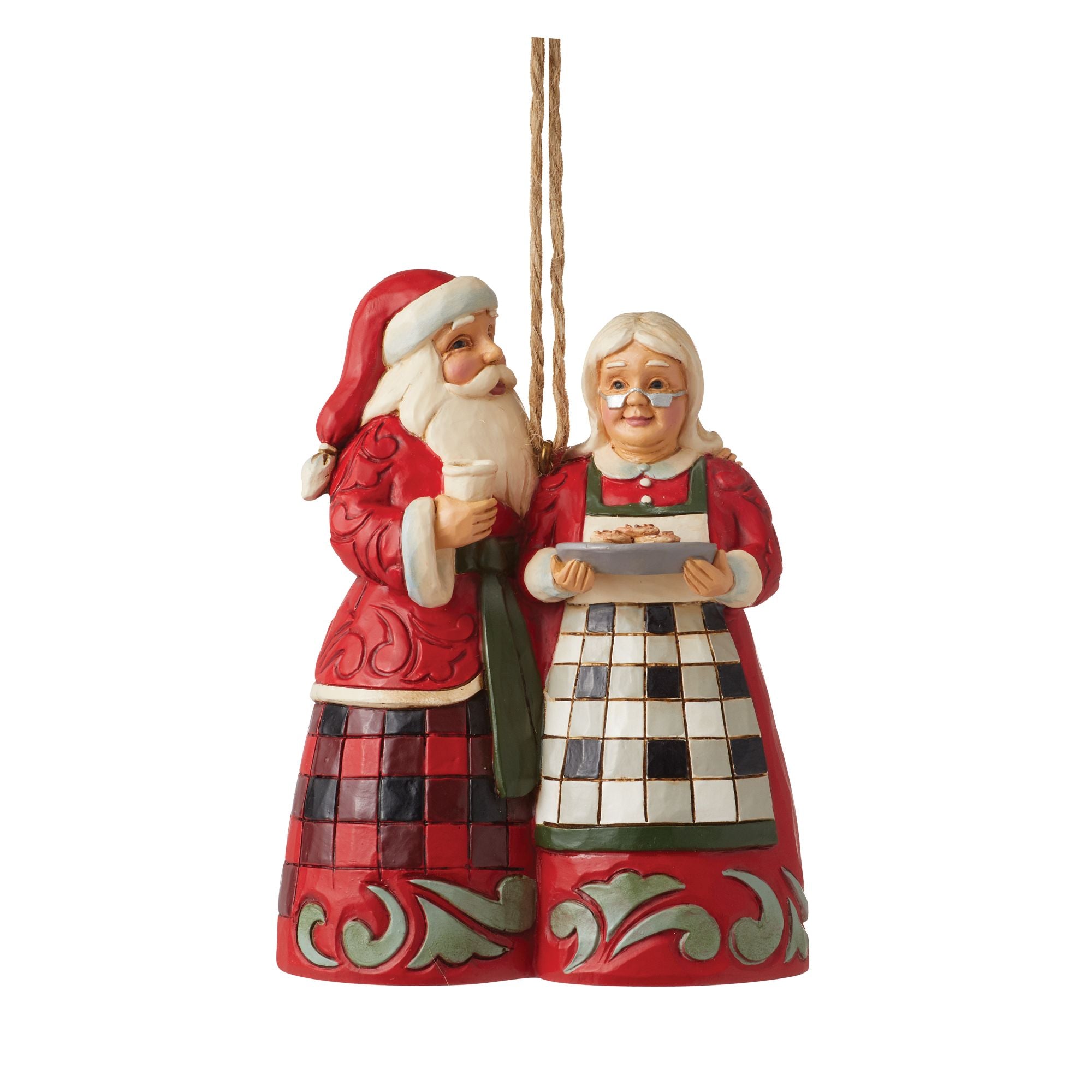 HG Santa & Mrs. Claus Christmas Ornament - Handcrafted Holiday Decor for Tree, Mantel & Festive Home Decorations