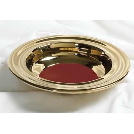 BROADMAN CHURCH SUPPLIES Brass Offering Plate with Red Felt - Communion Collection Plate for Church Services, Worship Gatherings & Religious Ceremonies