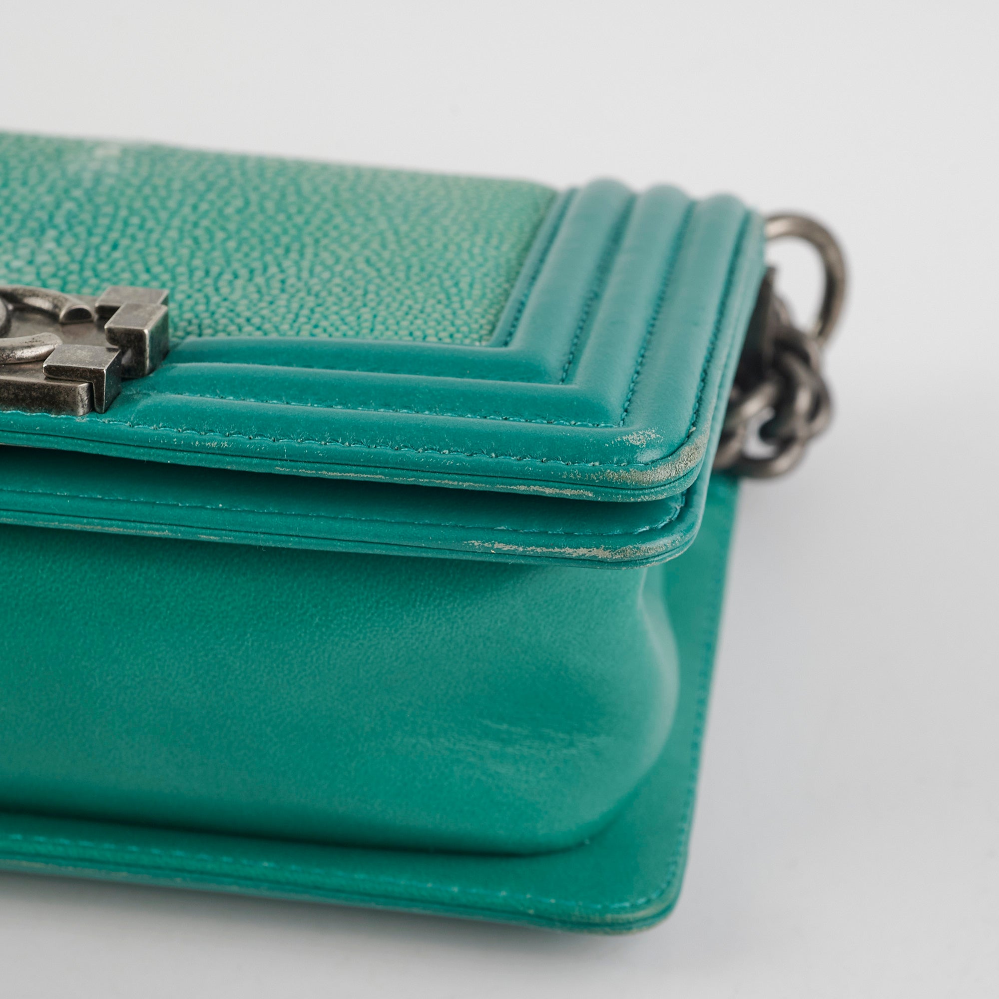 Chanel Small Turquoise Stingray Boy Bag - Luxury Crossbody Handbag for Women | Perfect for Evening Parties, Date Nights & Special Occasions