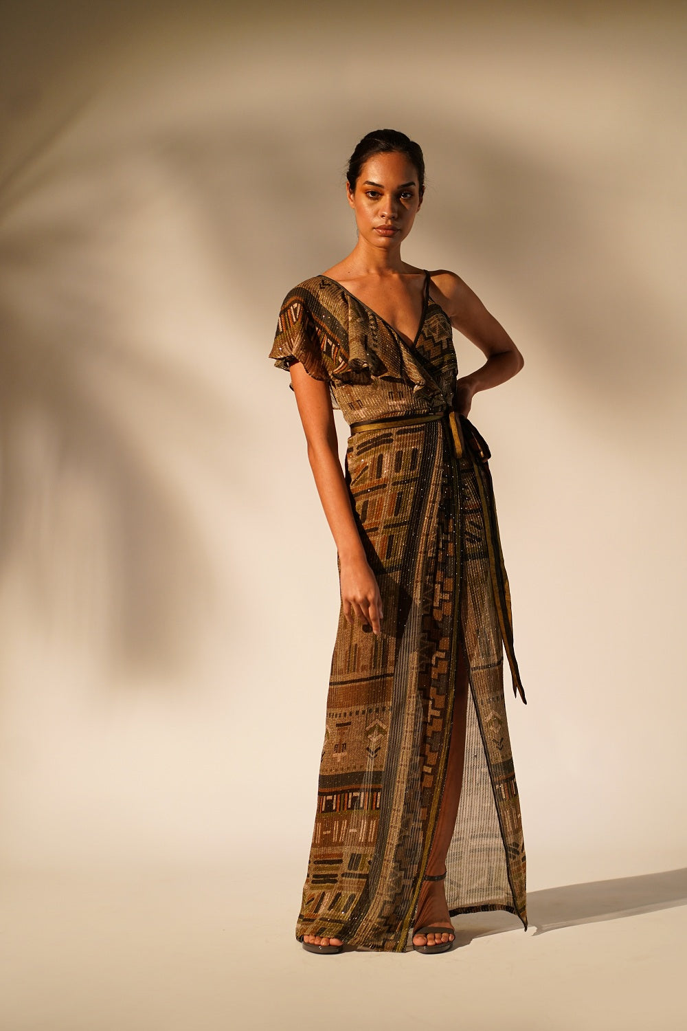 Stylish Green Aztec Print Drape Dress for Women | Boho Chic Maxi Dress | Perfect for Summer Festivals, Beach Vacations & Casual Outings