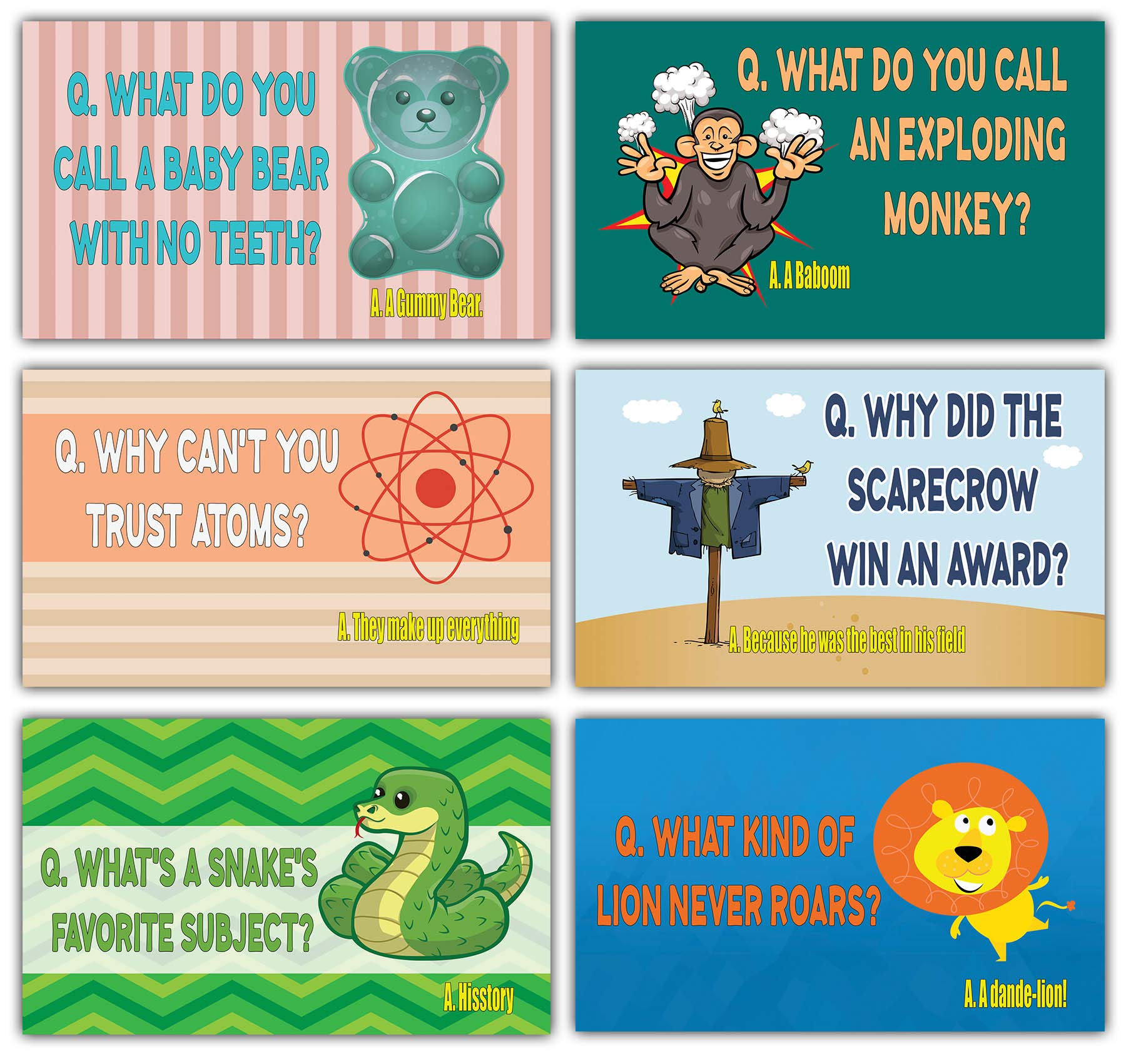 Creanoso Funny Lunch Box Jokes Flashcards for Kids - 60 Hilarious Joke Cards (30x2 Sets) - Perfect for School Rewards, Gifts & Lunchbox Notes - Encourage Reading & Laughter in Classroom & Home