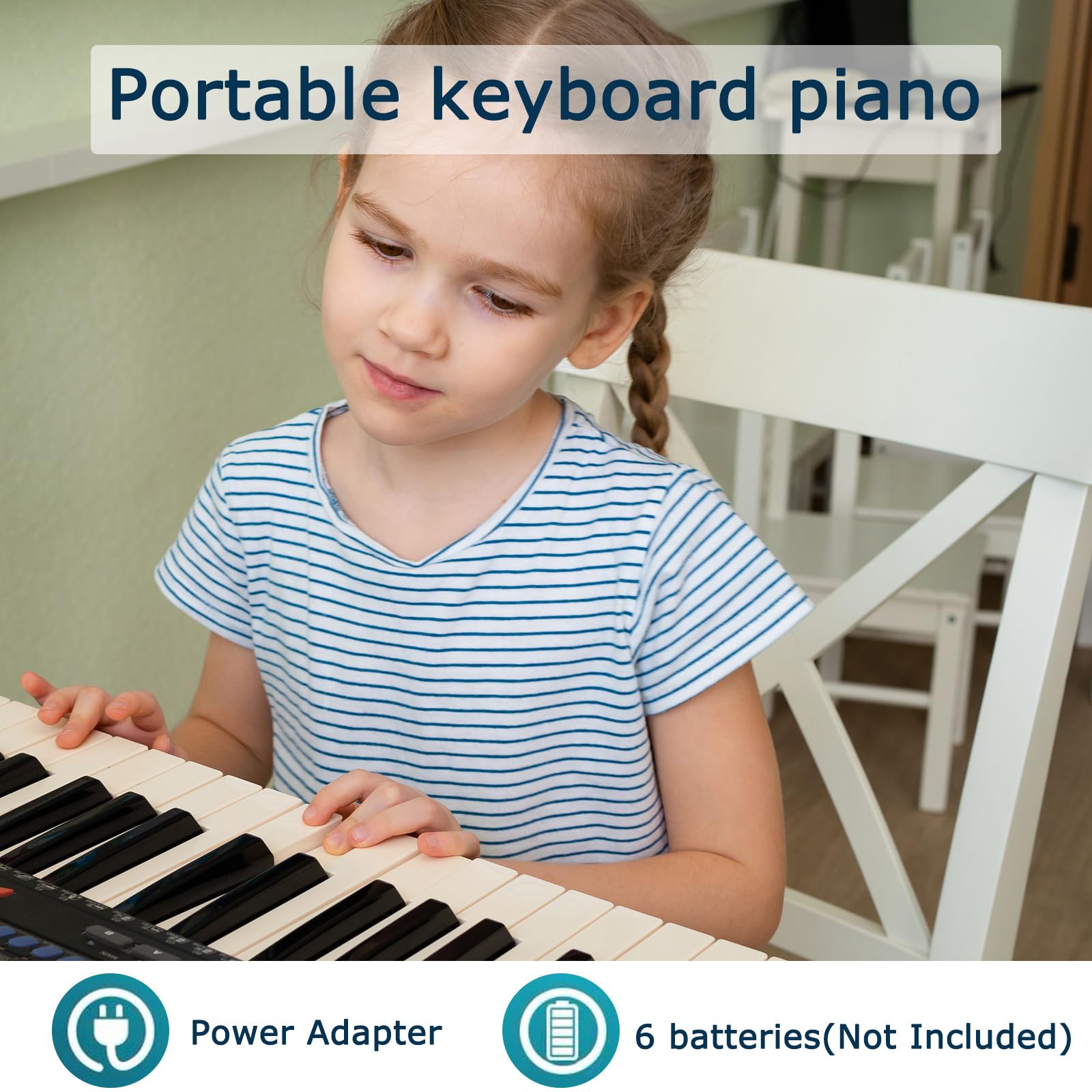 61-Key Electronic Keyboard Piano with Teaching Mode, Microphone, Music Stand & Power Supply - Perfect for Beginners, Home Practice & Music Education