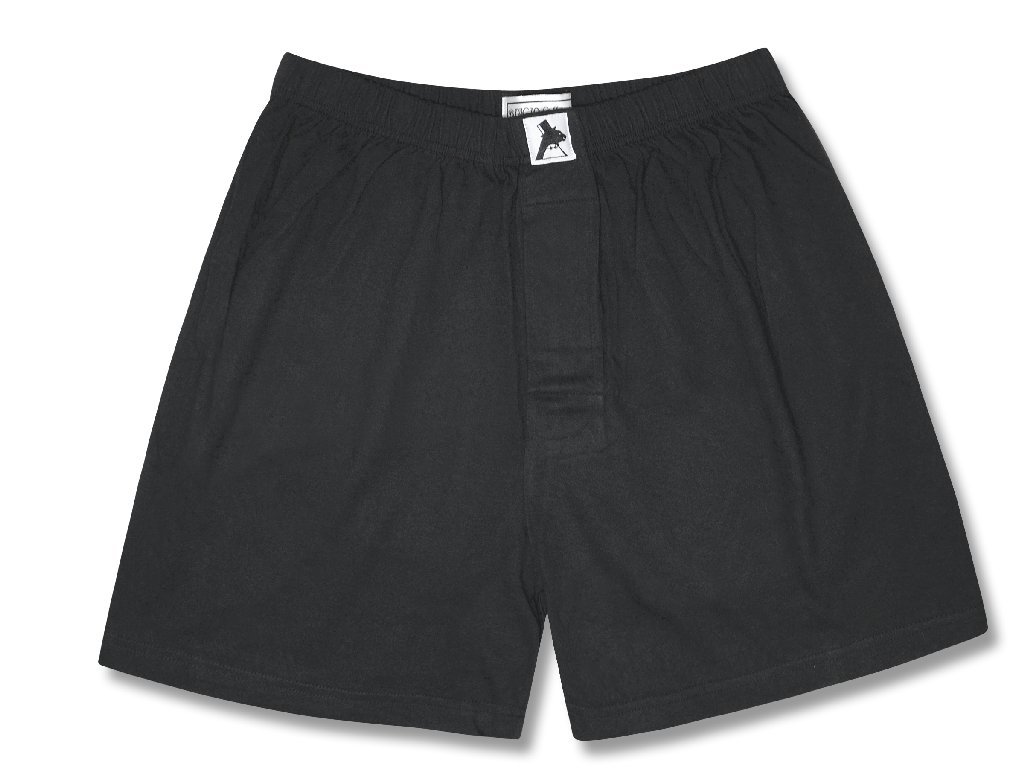 Men's Solid Black 100% Cotton Knit Boxer Shorts - Comfortable Underwear for Everyday Wear & Sleep