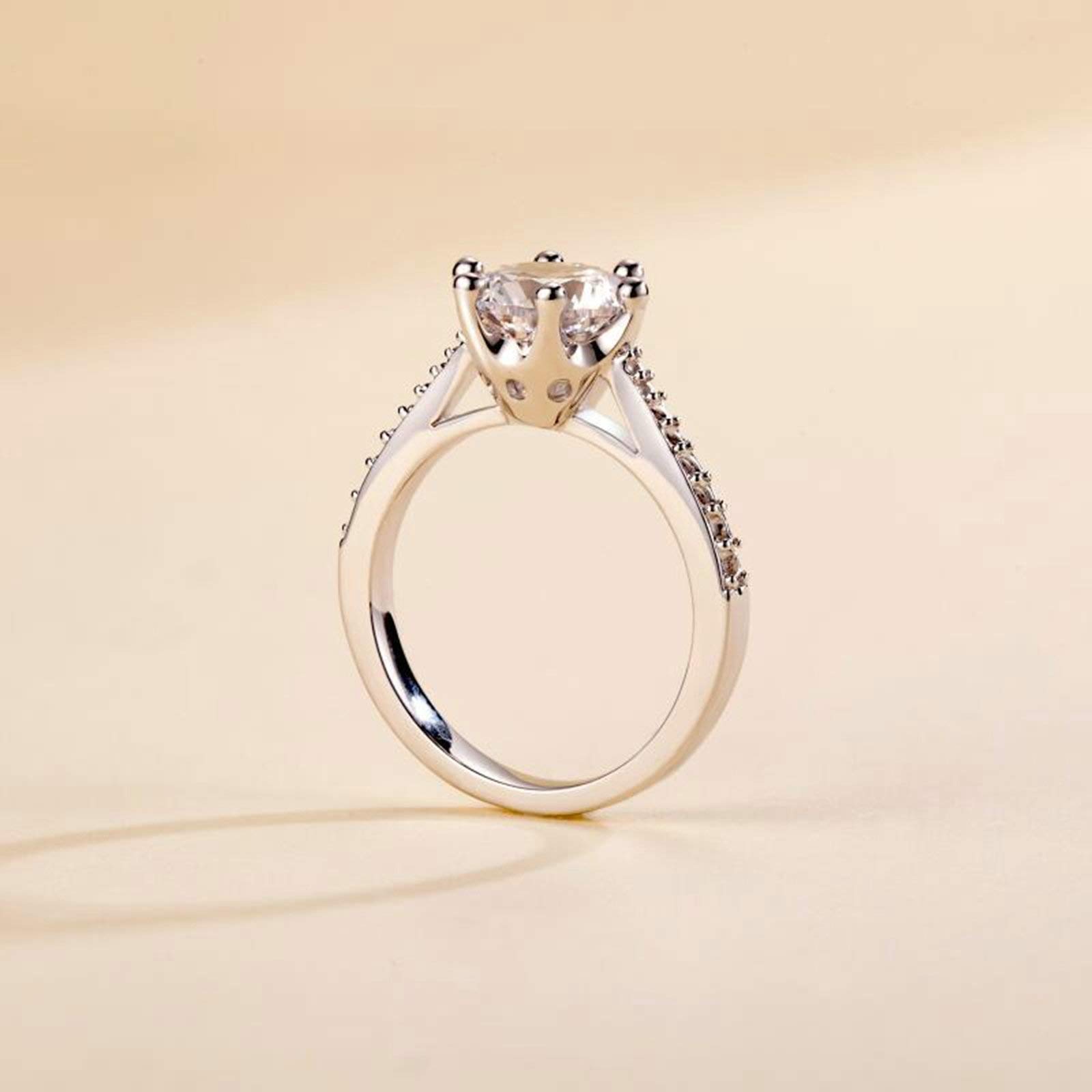Daesar 925 Sterling Silver Promise Rings for Women - Round White Cubic Zirconia Wedding Band, Engagement Ring, Anniversary Gift for Her - Perfect for Proposals, Valentine's Day & Special Occasions