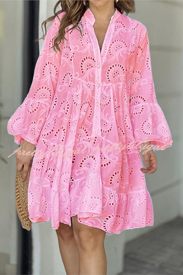 Elegant V-Neck Embroidered Lace Floral Mini Dress for Women - Perfect for Summer Parties, Weddings & Date Nights