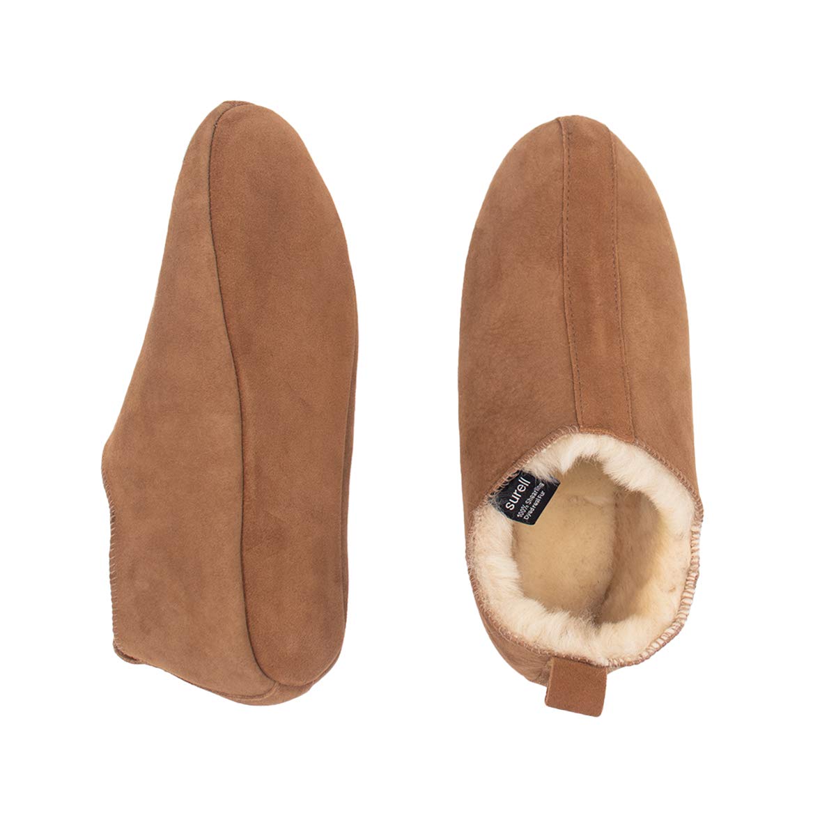 Surell - Women's Shearling Lamb Soft Sole Slippers with Cow Suede Shell & Sheepskin Insole - Natural Color - Cozy House Shoes for Winter, Home, and Gift Giving