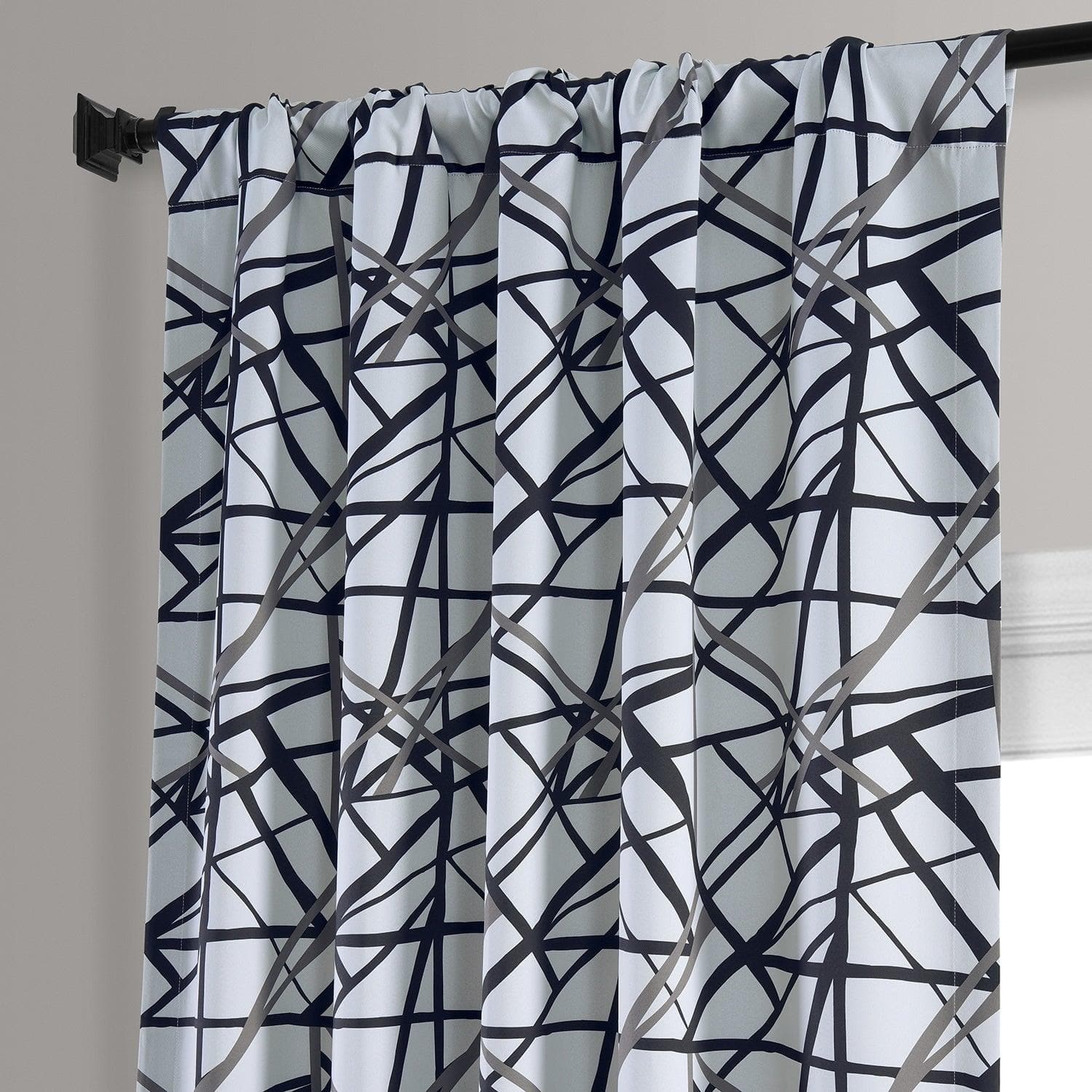 Blackout Curtains for Bedroom - Gridlock Black Steel Abstract Room Darkening Window Drapes - Perfect for Home Theater, Nursery & Light Sleepers
