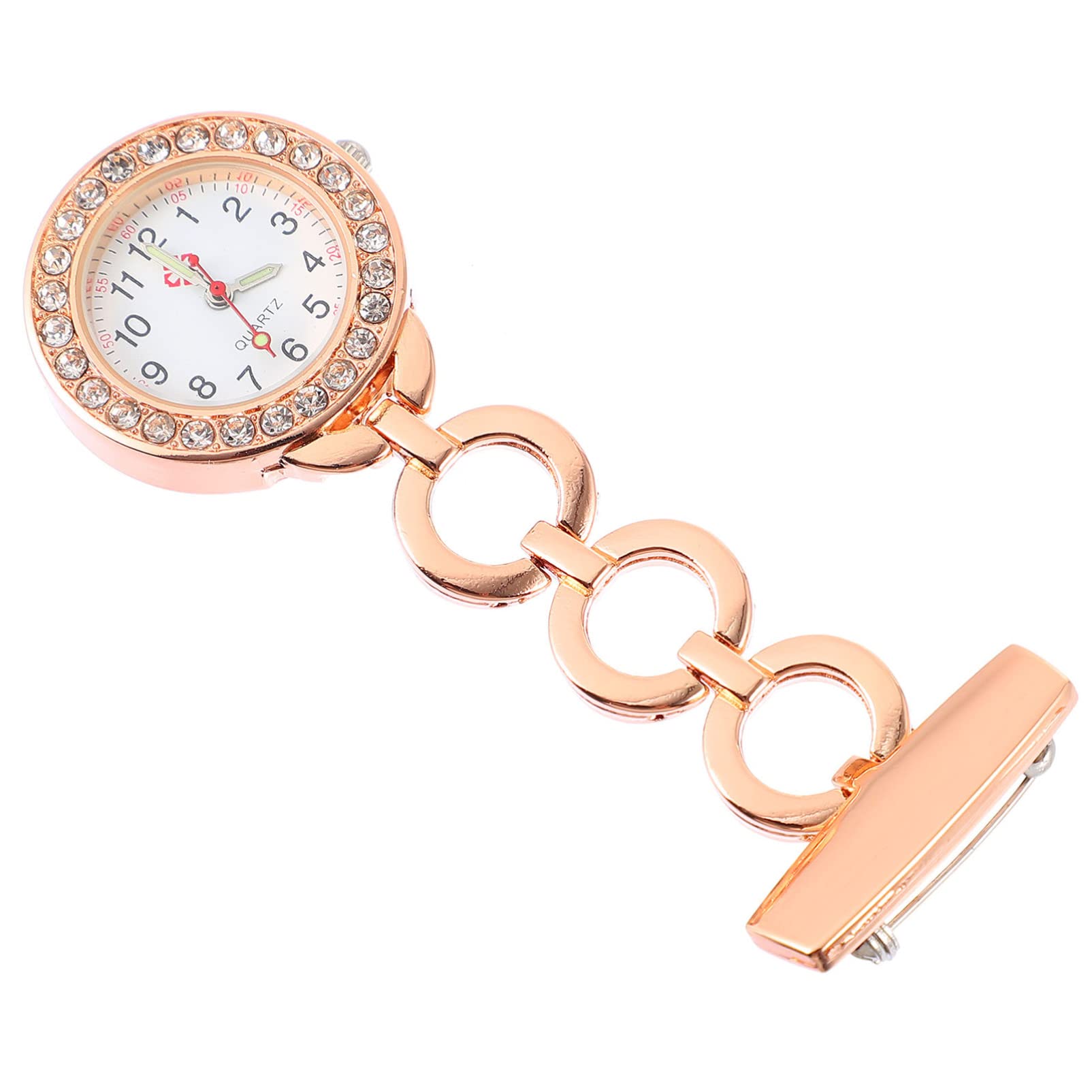 Nurse Pocket Watch Clip On - Gold Chain Brooch Hanging Watch with Rhinestones | Quartz Movement & Battery Included | Perfect for Nurses, Paramedics, Doctors & Medical Students | Ideal for Clinical Shifts, Hospital Work & Medical Training