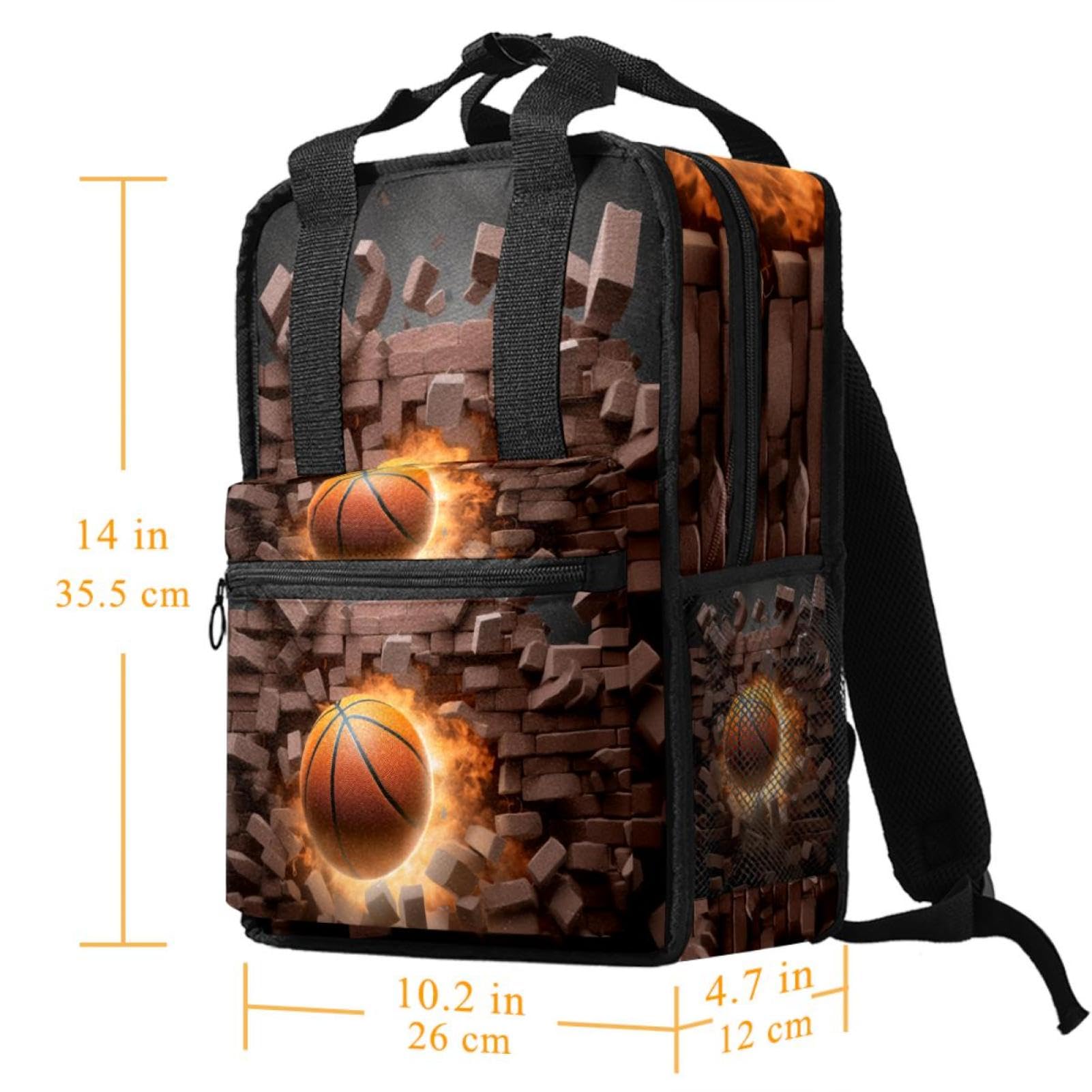 Premium Travel & Work Backpack - Lightweight Durable Laptop Backpack for Men & Women | Perfect for Business Trips, Gym, School & Outdoor Adventures | Basketball Wall Art Abstract Design