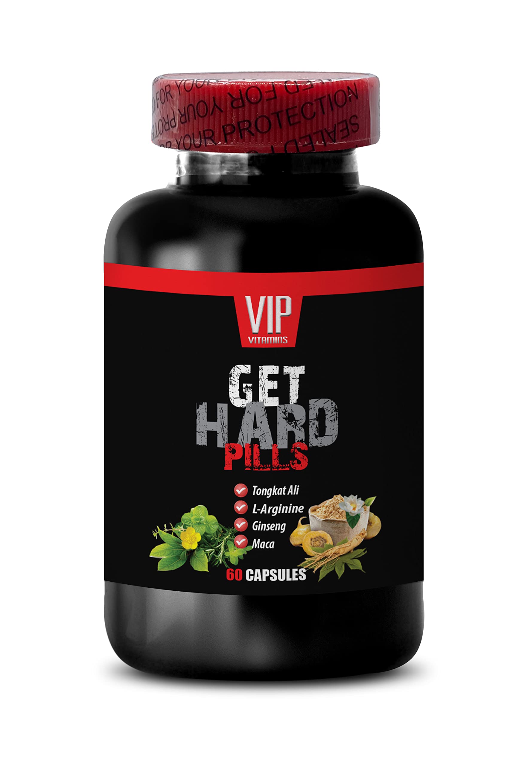 Premium Energy & Vitality Vitamins - Natural Maca Extract & Tongkat Ali Hard Pills for Men - 60 Capsules (1 Bottle) - Boost Stamina, Performance & Libido - Perfect for Workout, Sports & Intimate Moments