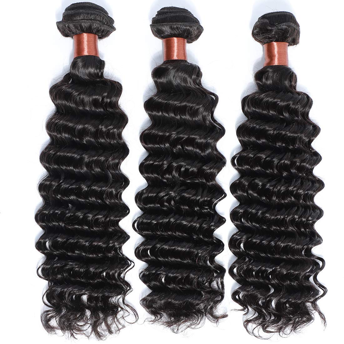 Brazilian Virgin Human Hair Extensions - 3 Bundles Deep Wave 22 24 26 Inch Unprocessed Weave Bundles 100% Natural Black Hair Can Be Dyed & Bleached | Perfect for Daily Styling, Special Occasions & Salon Use