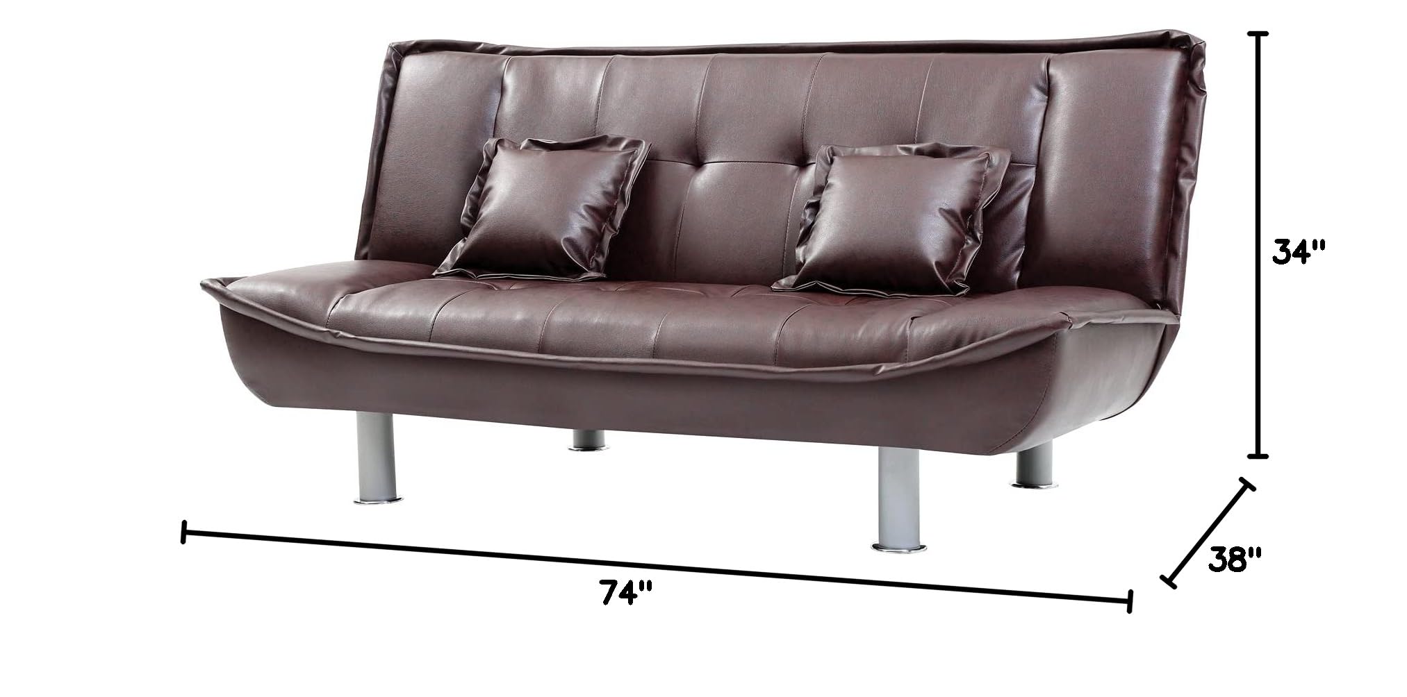 Glory Furniture Lionel Faux Leather Sleeper Sofa Bed - Burgundy Red Convertible Couch for Living Room, Guest Room & Small Spaces