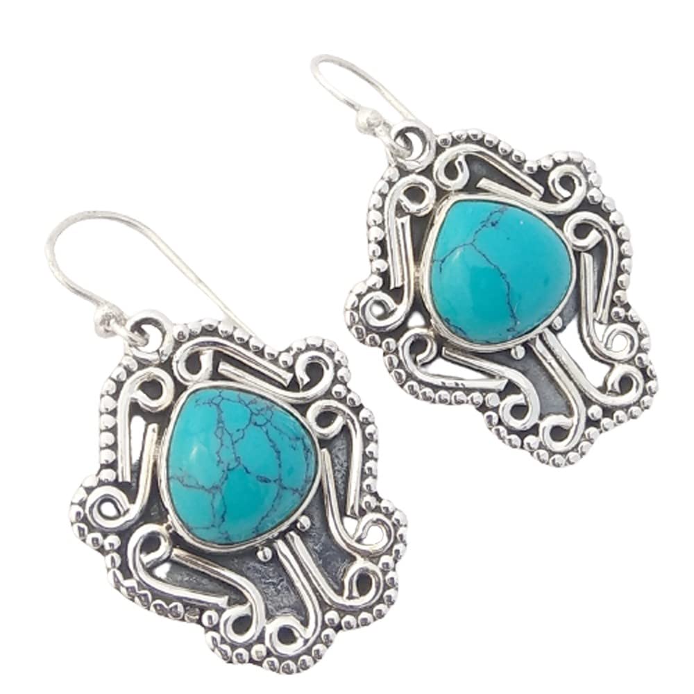 925 Sterling Silver Turquoise Earrings for Women - Handmade Dangle Earrings | Perfect for Parties, Weddings & Everyday Wear