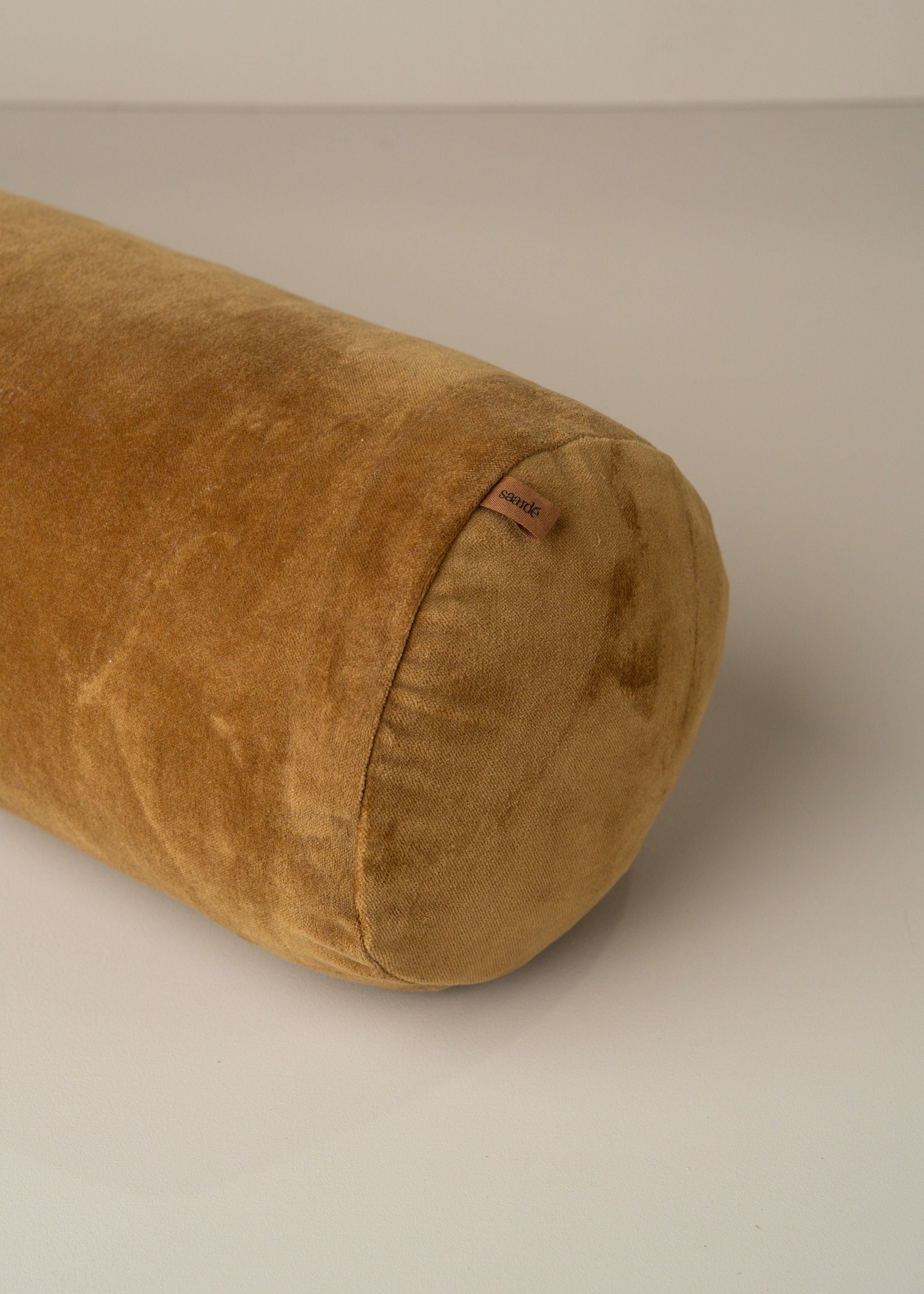 Luxury Velvet Structured Bolster Pillow - Nutmeg Brown | Home Decor, Sofa & Bed Accent for Living Room, Bedroom, Nursery