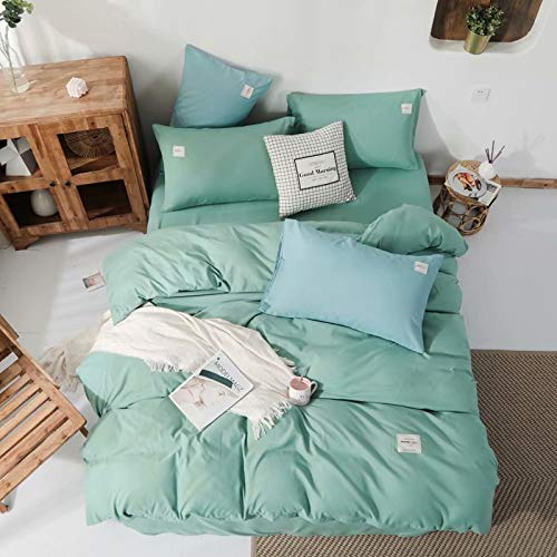 Judyfeel 4-Piece Duvet Cover Set - Ultra Soft Solid Color Comforter Cover, Modern Style Bedding in Mint Green, X-Long Twin Size (70