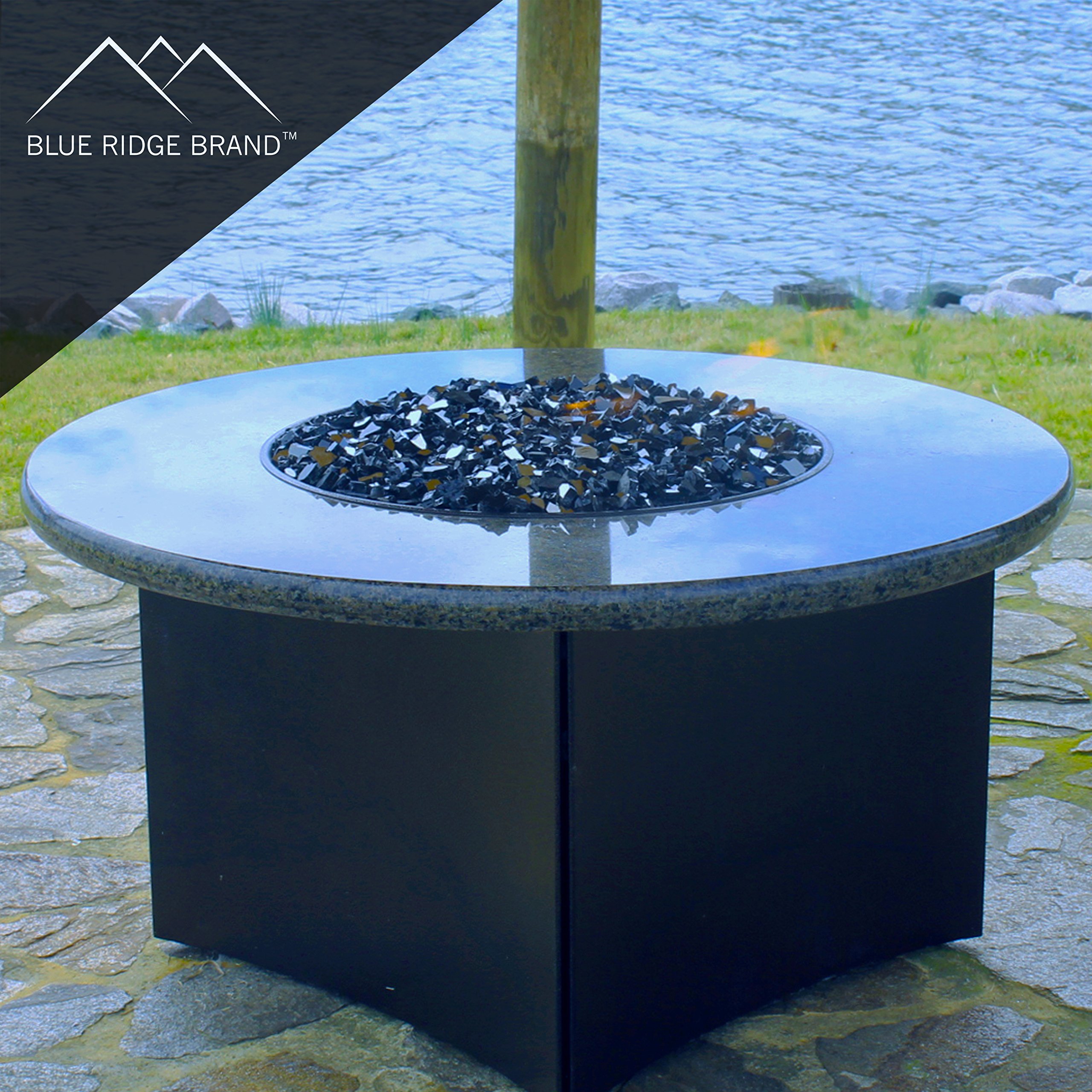 Reflective Fire Pit Glass - 10lb Black Fire Glass Rocks for Gas & Propane Fire Pits & Fireplaces - Decorative Firepit Glass Stones for Outdoor Patio, Backyard, and Garden Decor