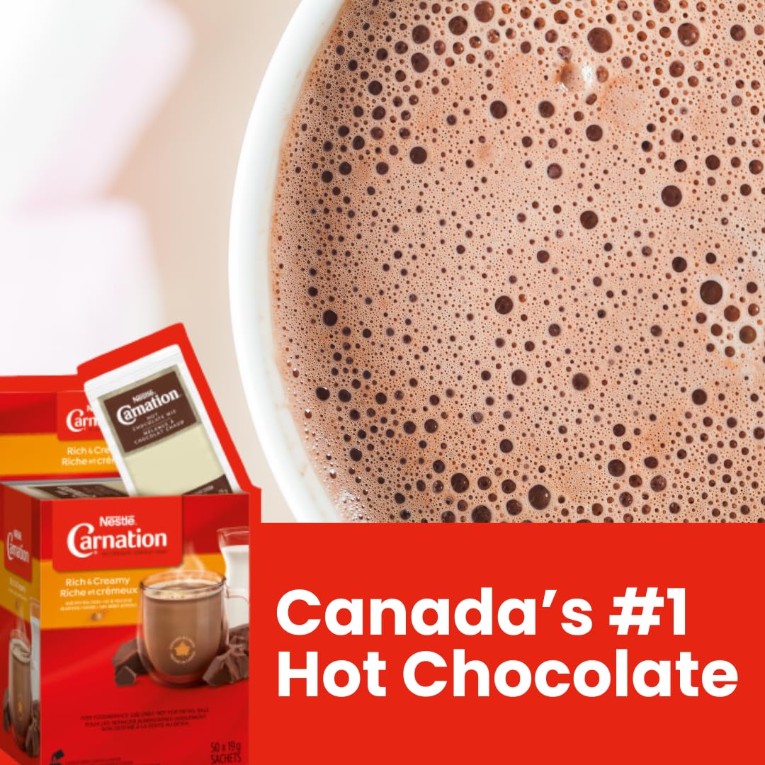 **Carnation Hot Chocolate Mix - Rich & Creamy Cocoa Powder Sachets, 6 Boxes (300 Count, 50x19g) - Perfect for Winter Warmth, Holiday Gifts & Cozy Family Moments**