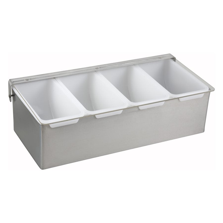 Winco 4-Compartment Stainless Steel Condiment Holder - Perfect for Restaurants, Picnics & Kitchen Organization