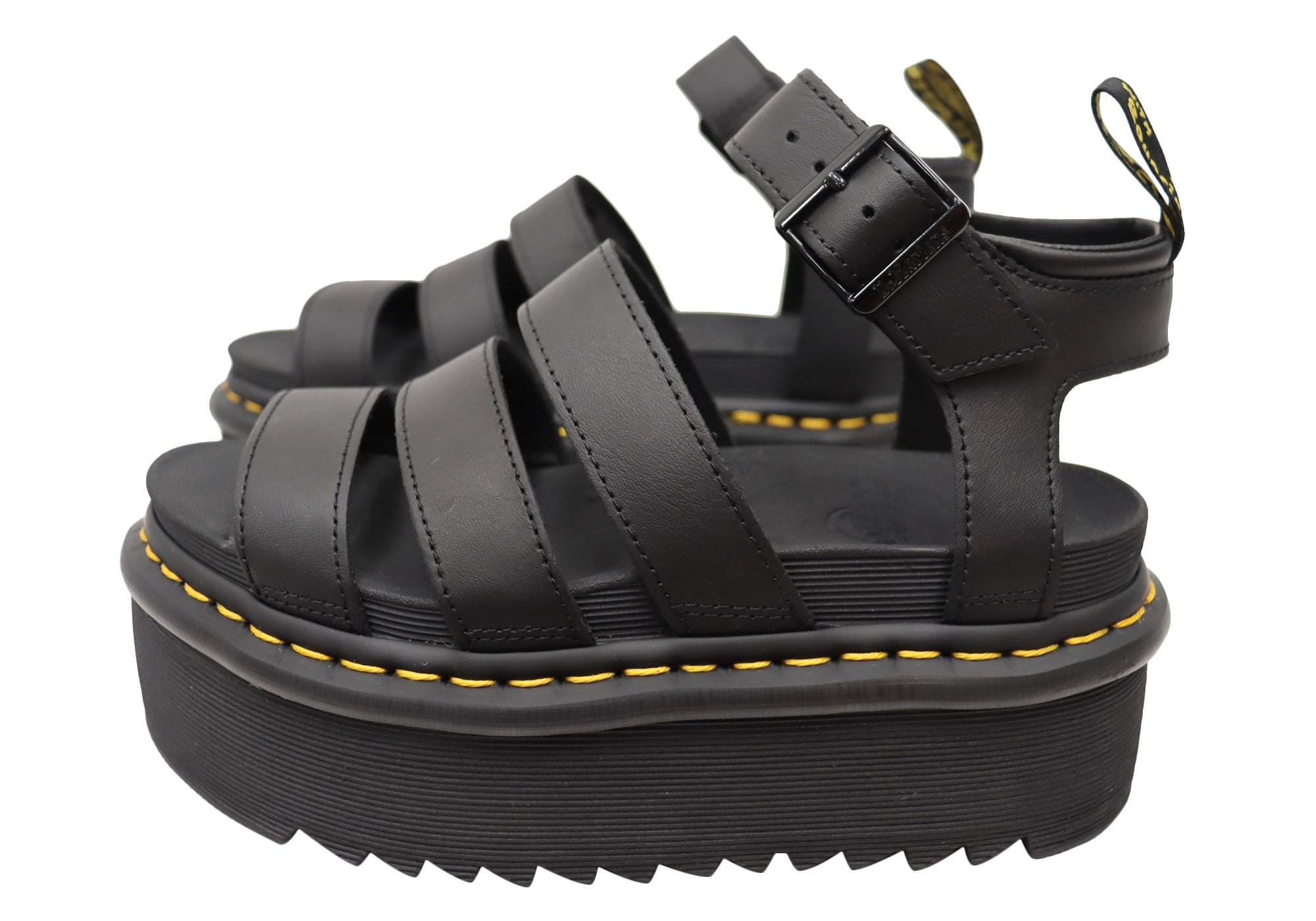 Dr. Martens Women's Blaire Quad Hydro Leather Platform Sandals - Comfortable & Stylish for Summer Outfits, Beach & Casual Wear