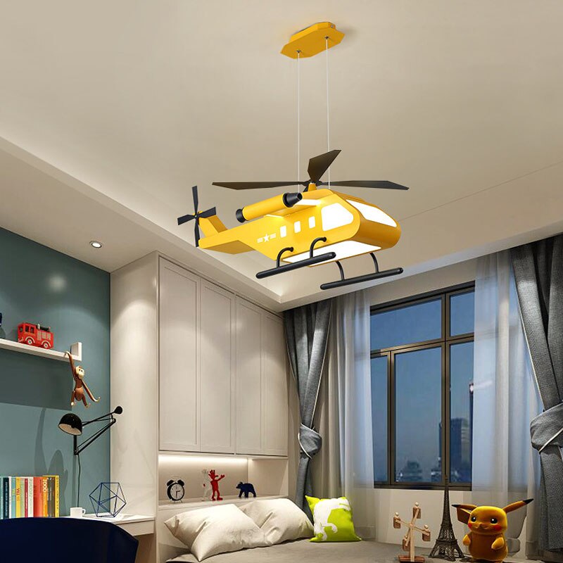 LED Helicopter Ceiling Light - War Helicopter Chandelier for Kids Room Decor, Boys Bedroom Lighting, Playroom & Nursery Night Light