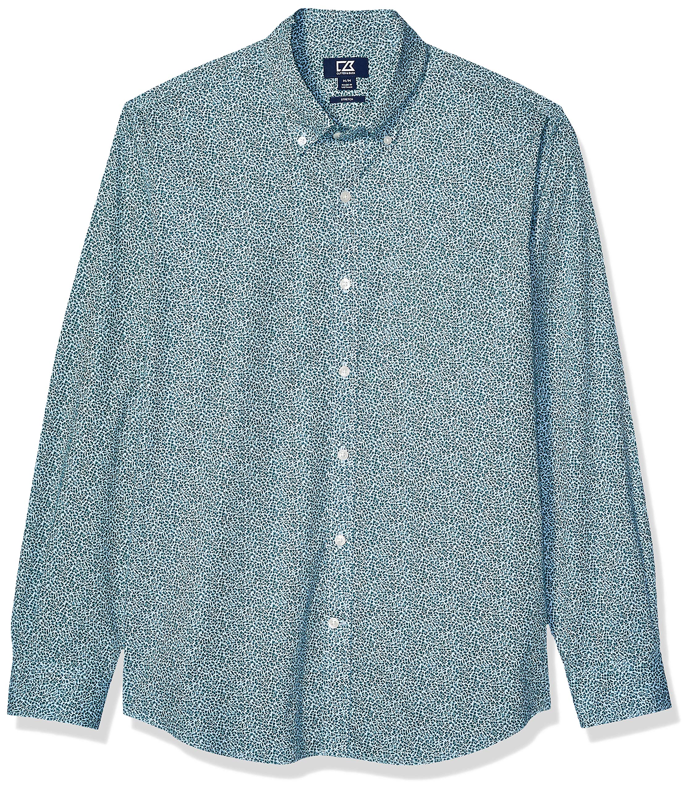 Cutter & Buck Men's Strive Short Sleeve Button Down Shirt with Leaf Print - Casual & Business Wear for Outdoor Activities & Office