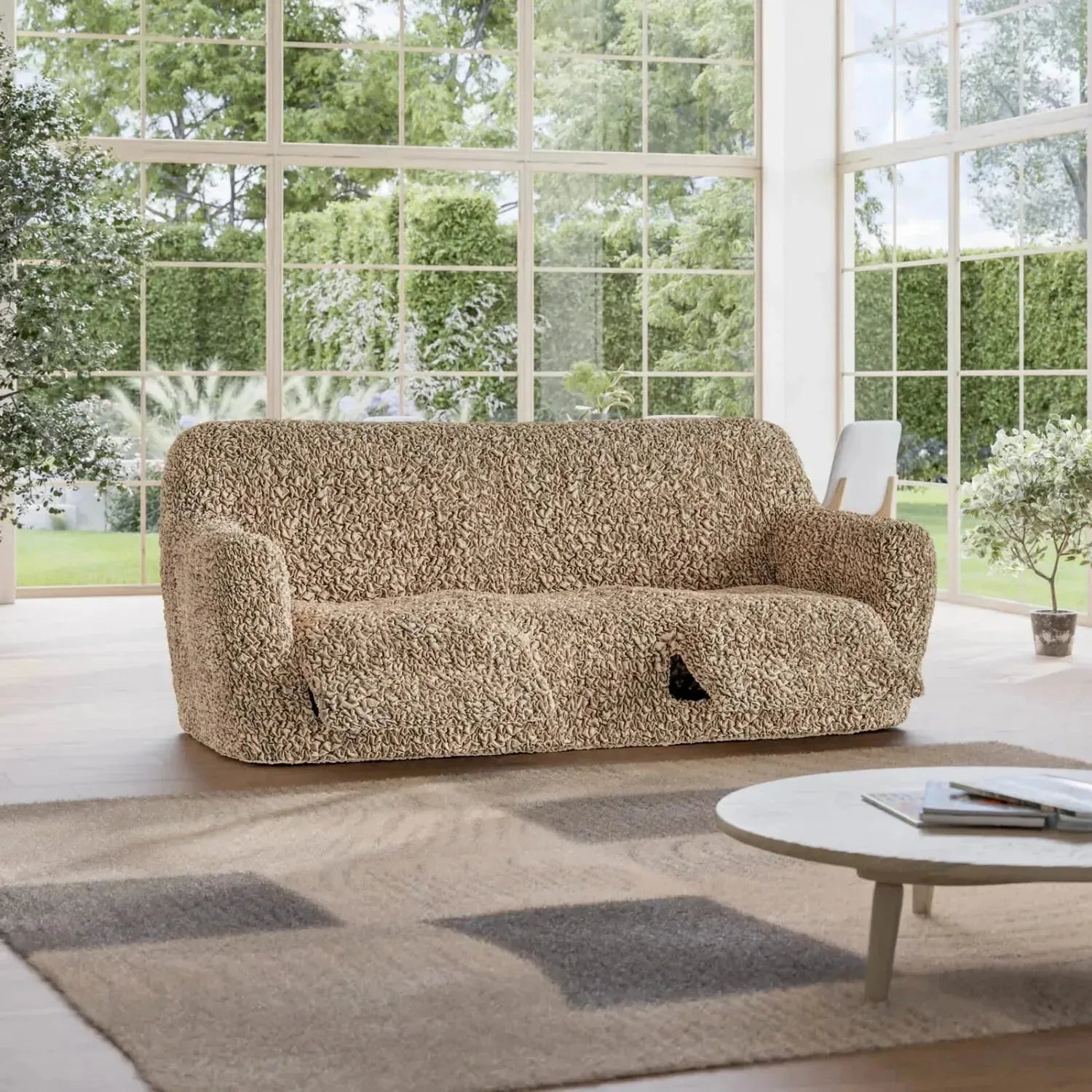 3 Seater Recliner Slipcover - Soft Fuco Cotton Stretch Sofa Cover - Perfect for Living Room, Family Room & Home Theater Furniture Protection